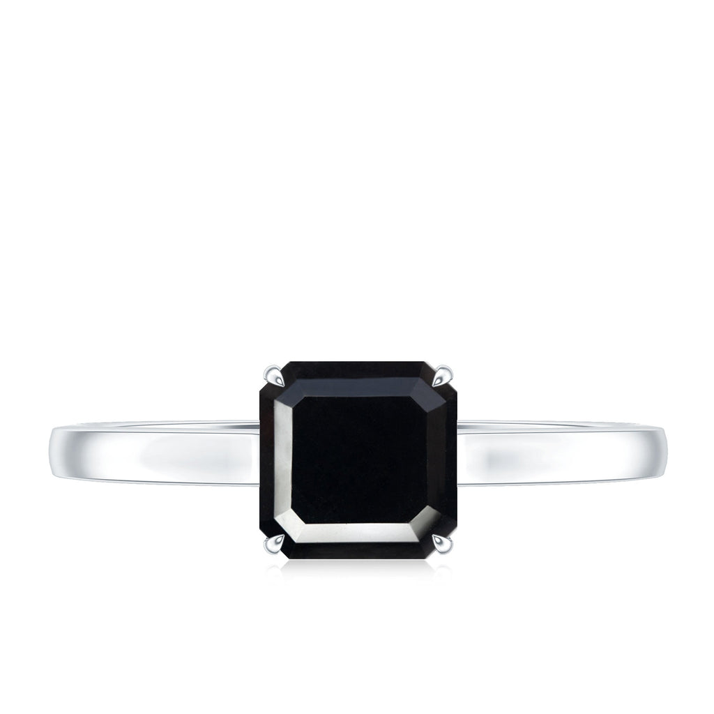 Princess Cut Black Onyx Solitaire Engagement Ring for Her
