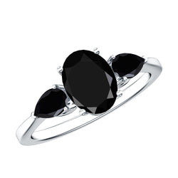 Natural Black Onyx Three Stone Engagement Ring | Rings | Wiccan Center