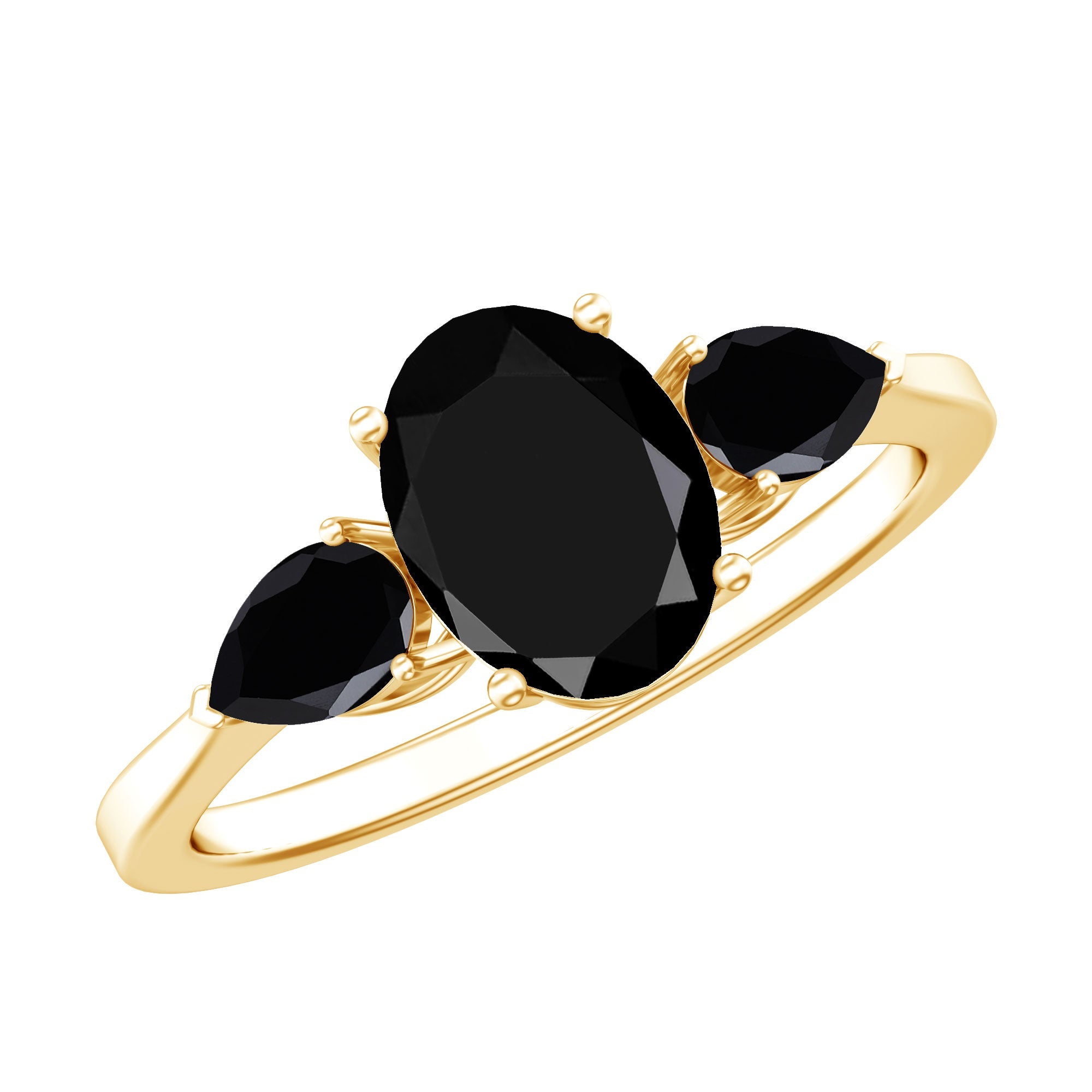 Natural Black Onyx Three Stone Engagement Ring | Rings | Wiccan Center