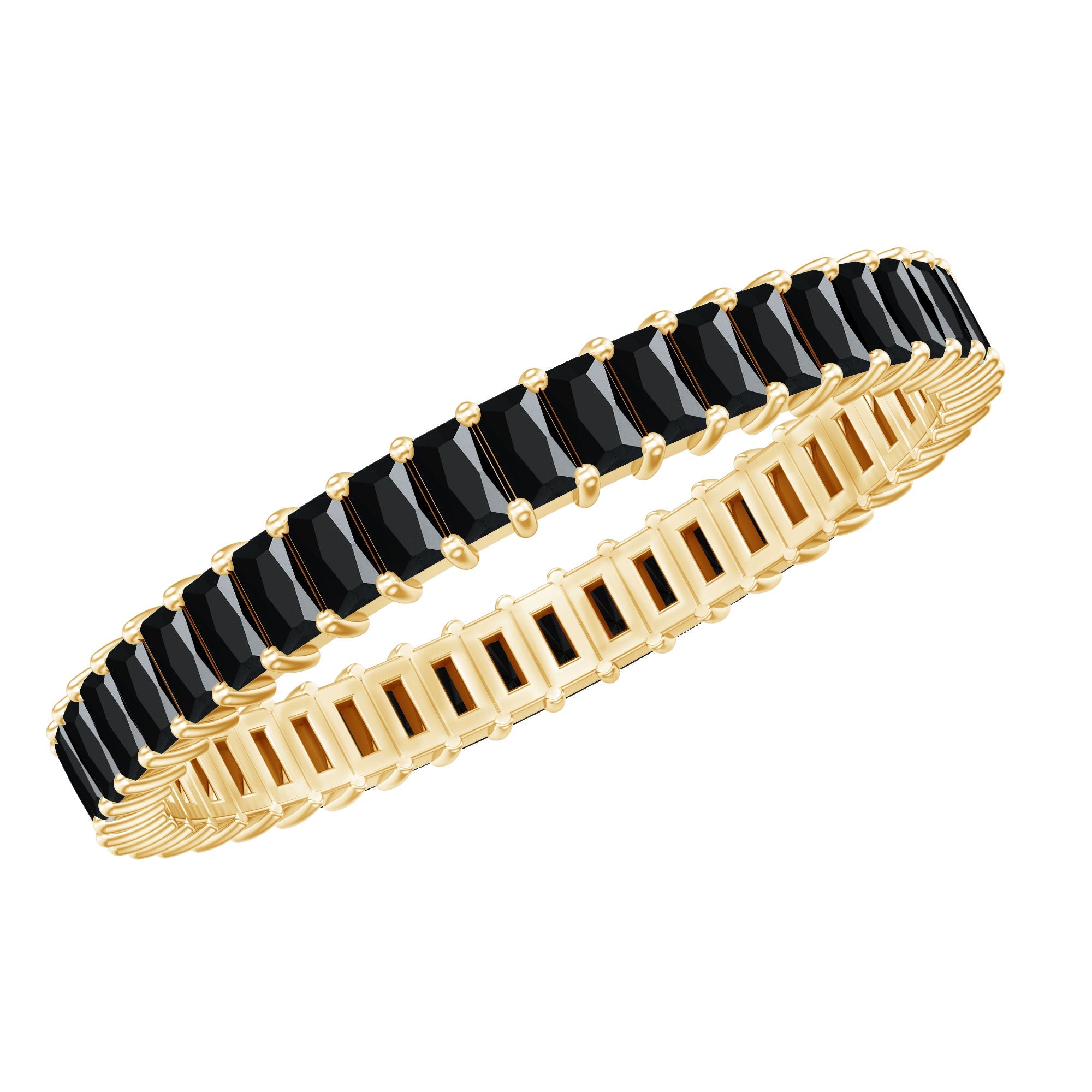 Baguette Cut Black Onyx Eternity Band Ring for Her | Rings | Wiccan Center