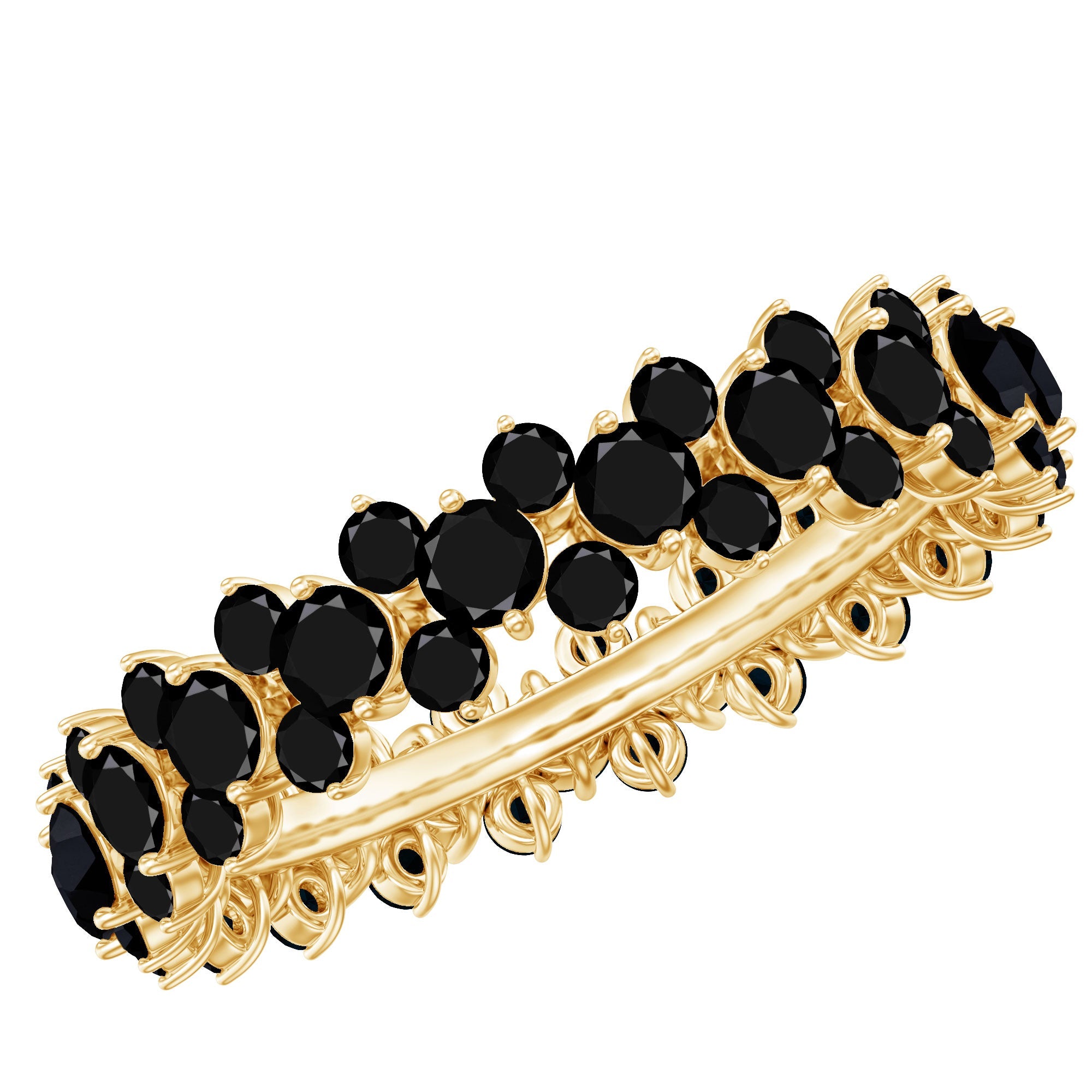Round Cut Black Onyx Cluster Wedding Band for Women | Rings | Wiccan Center