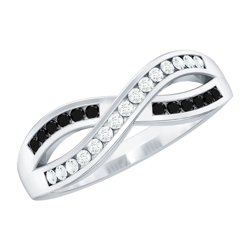Certified Lab Grown Black and White Diamond Infinity Promise Band