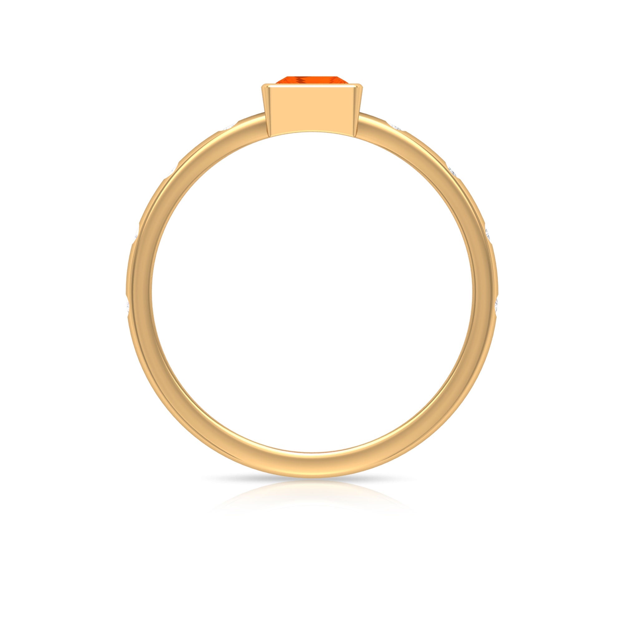 Princess Cut Fire Opal Solitaire Promise Ring with Diamonds