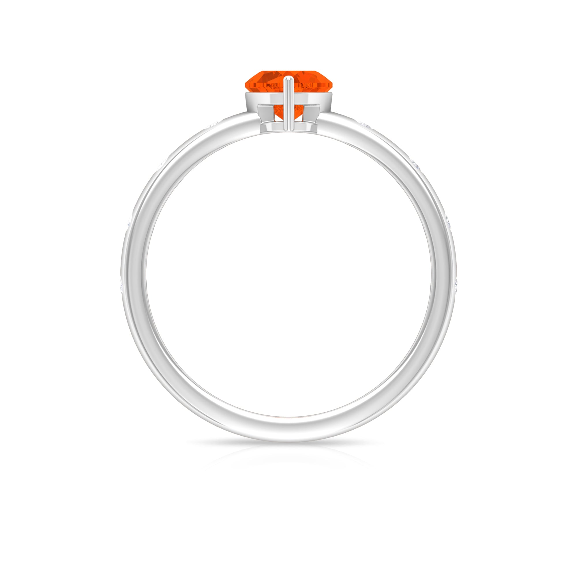 0.9 Carat Fire Opal Heart Engagement Ring with Diamond