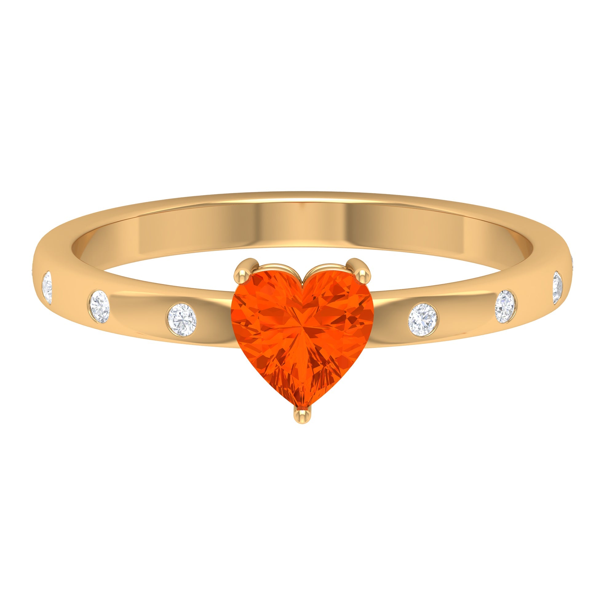 0.9 Carat Fire Opal Heart Engagement Ring with Diamond | Rings | Wiccan Center
