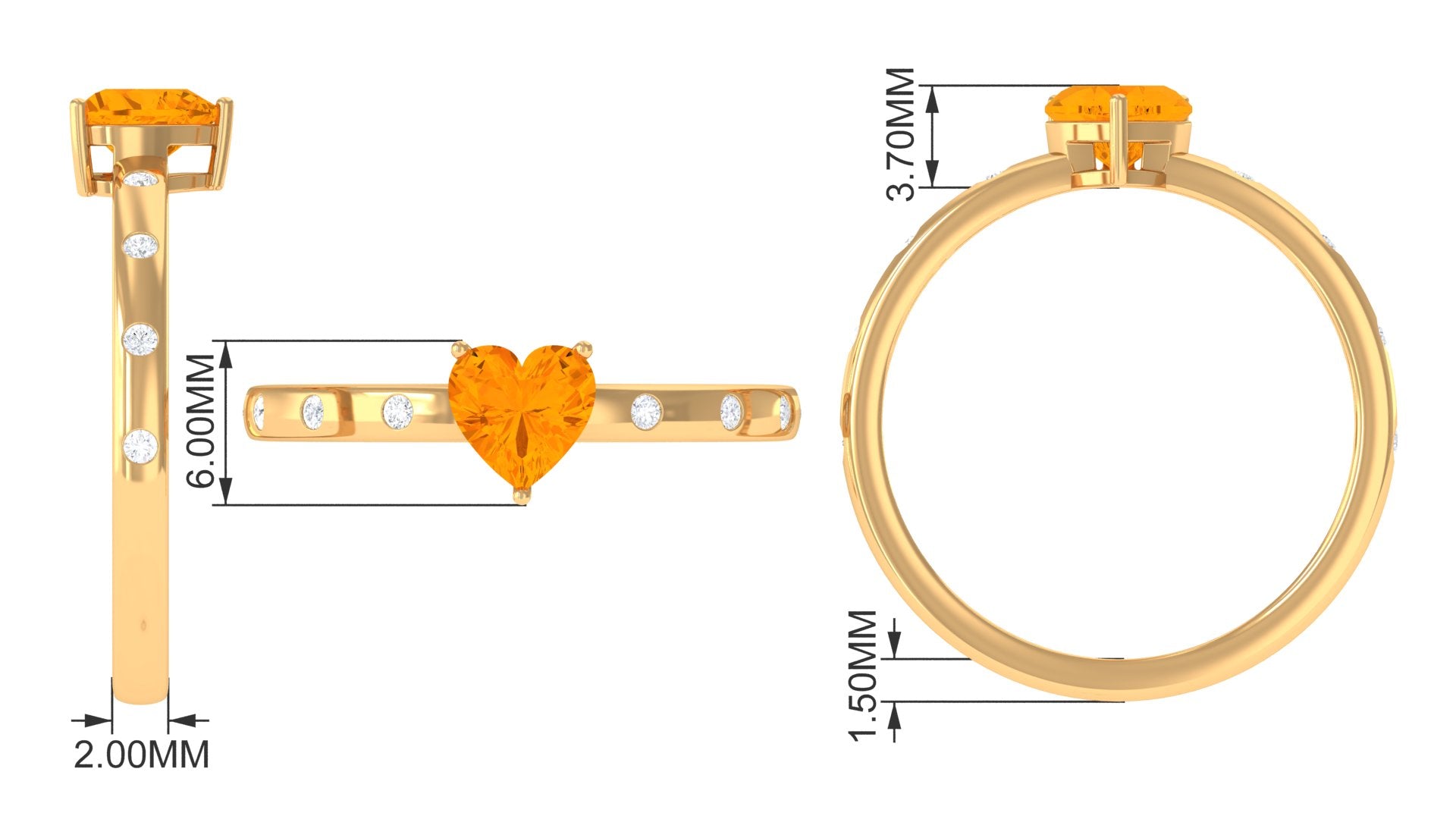0.9 Carat Fire Opal Heart Engagement Ring with Diamond