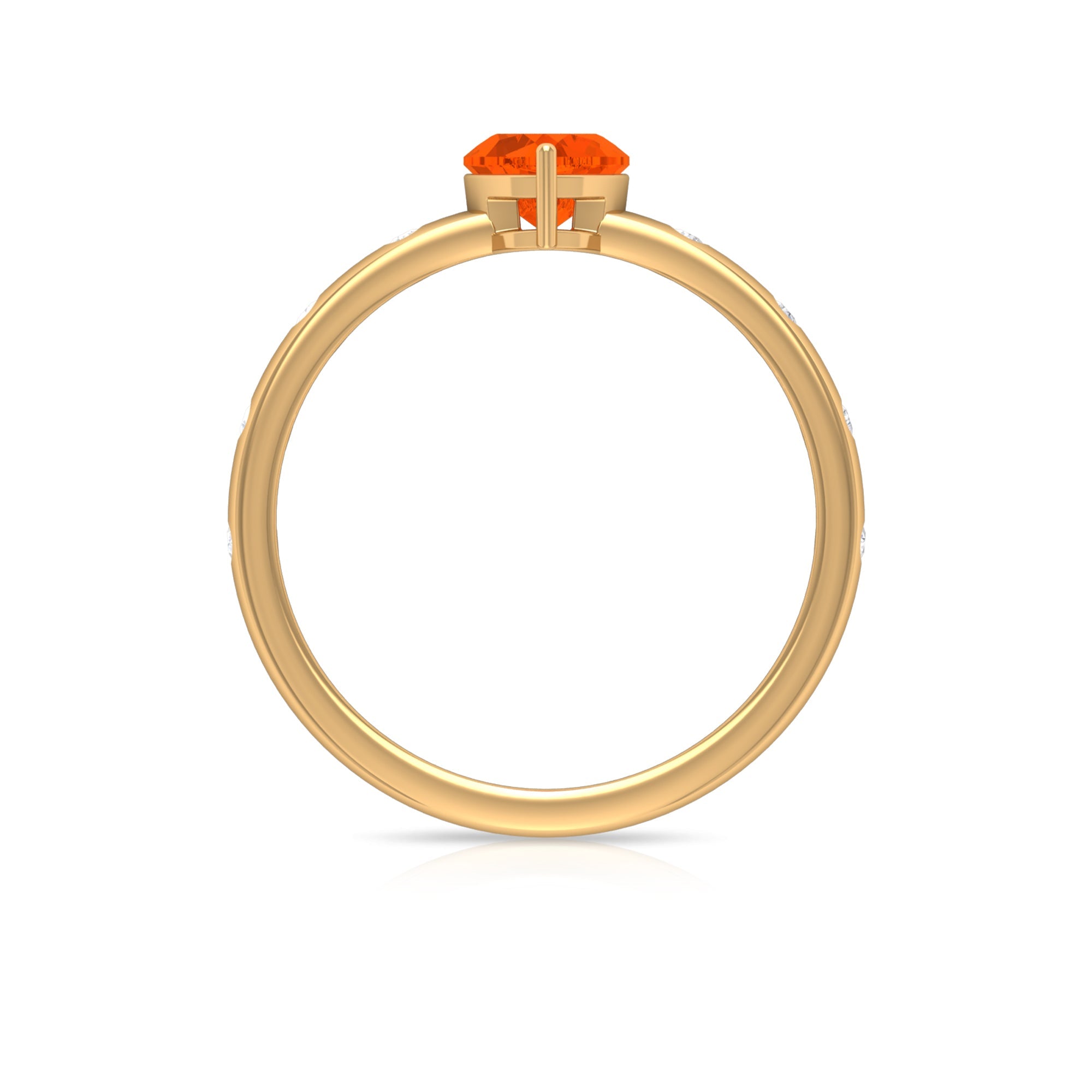 0.9 Carat Fire Opal Heart Engagement Ring with Diamond