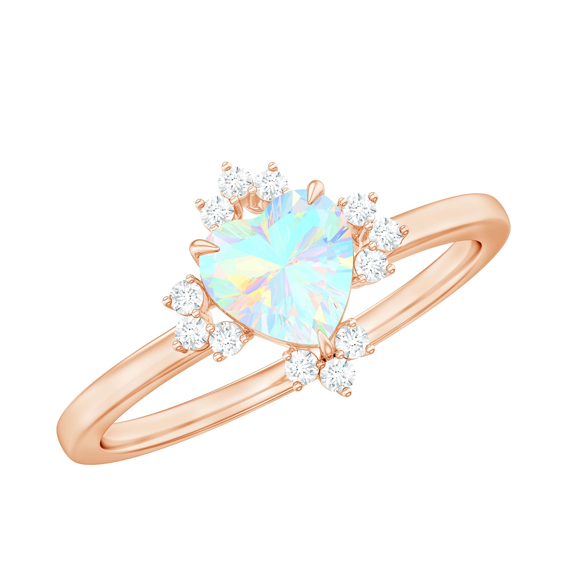 Natural 0.75 Carat Opalescent Heart Engagement Ring with Diamond | Rings | Wiccan Center