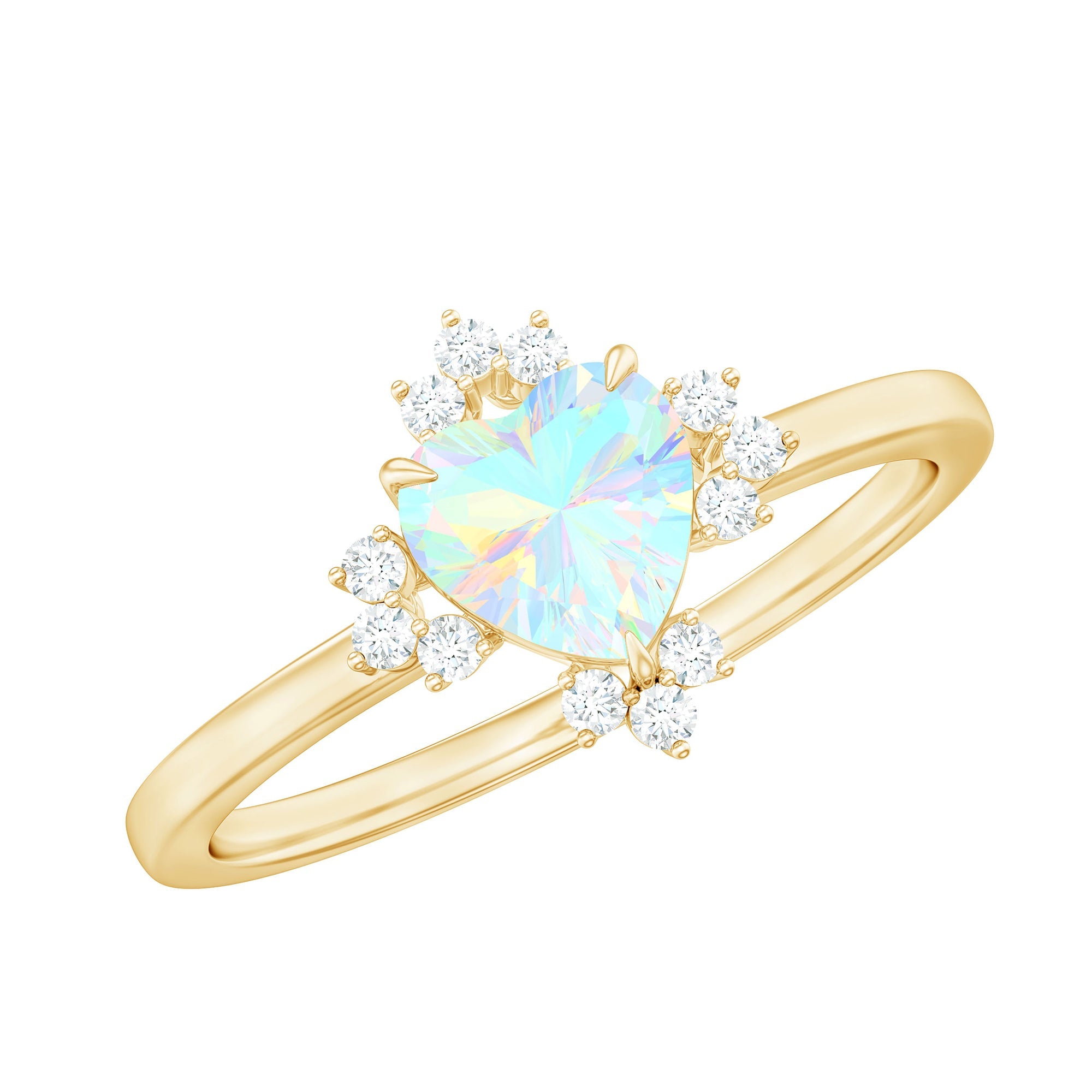 Natural 0.75 Carat Opalescent Heart Engagement Ring with Diamond | Rings | Wiccan Center