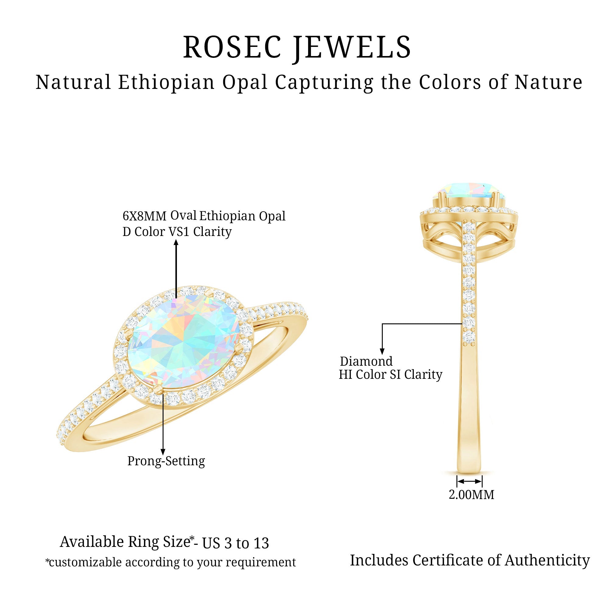 Genuine 1.2 Carat Oval Opalescent East West Engagement Ring with Diamond Halo