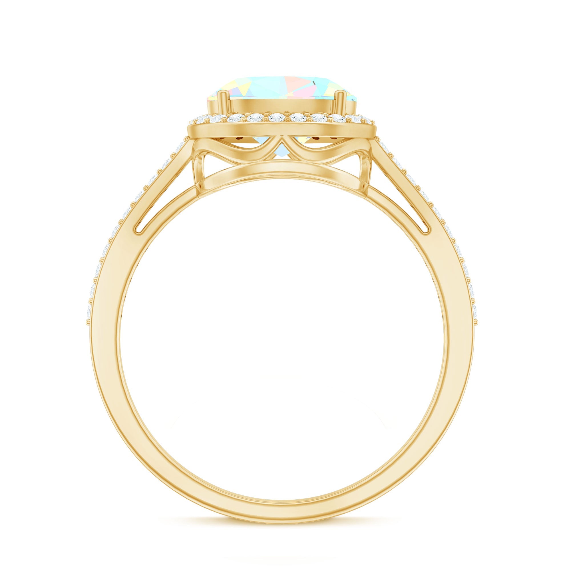 Genuine 1.2 Carat Oval Opalescent East West Engagement Ring with Diamond Halo