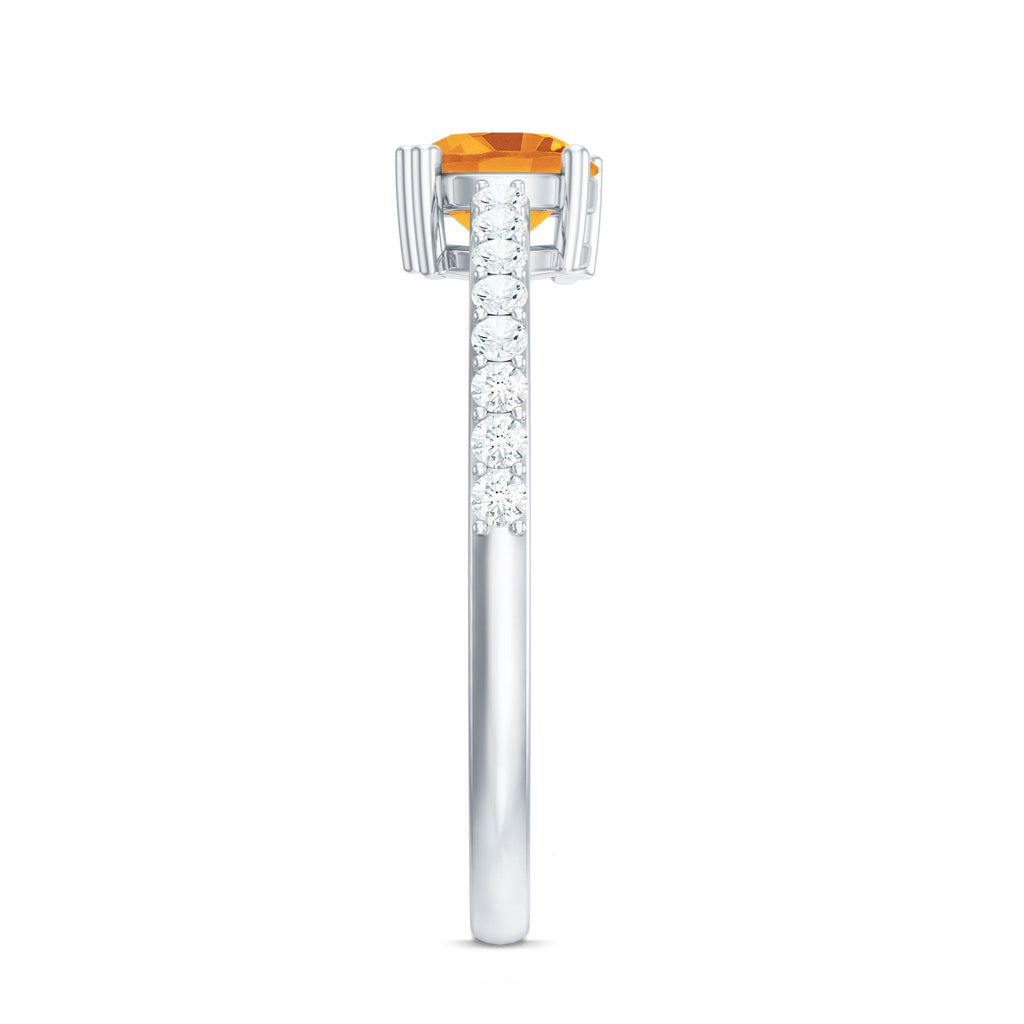 Natural Citrine Promise Ring with Diamond