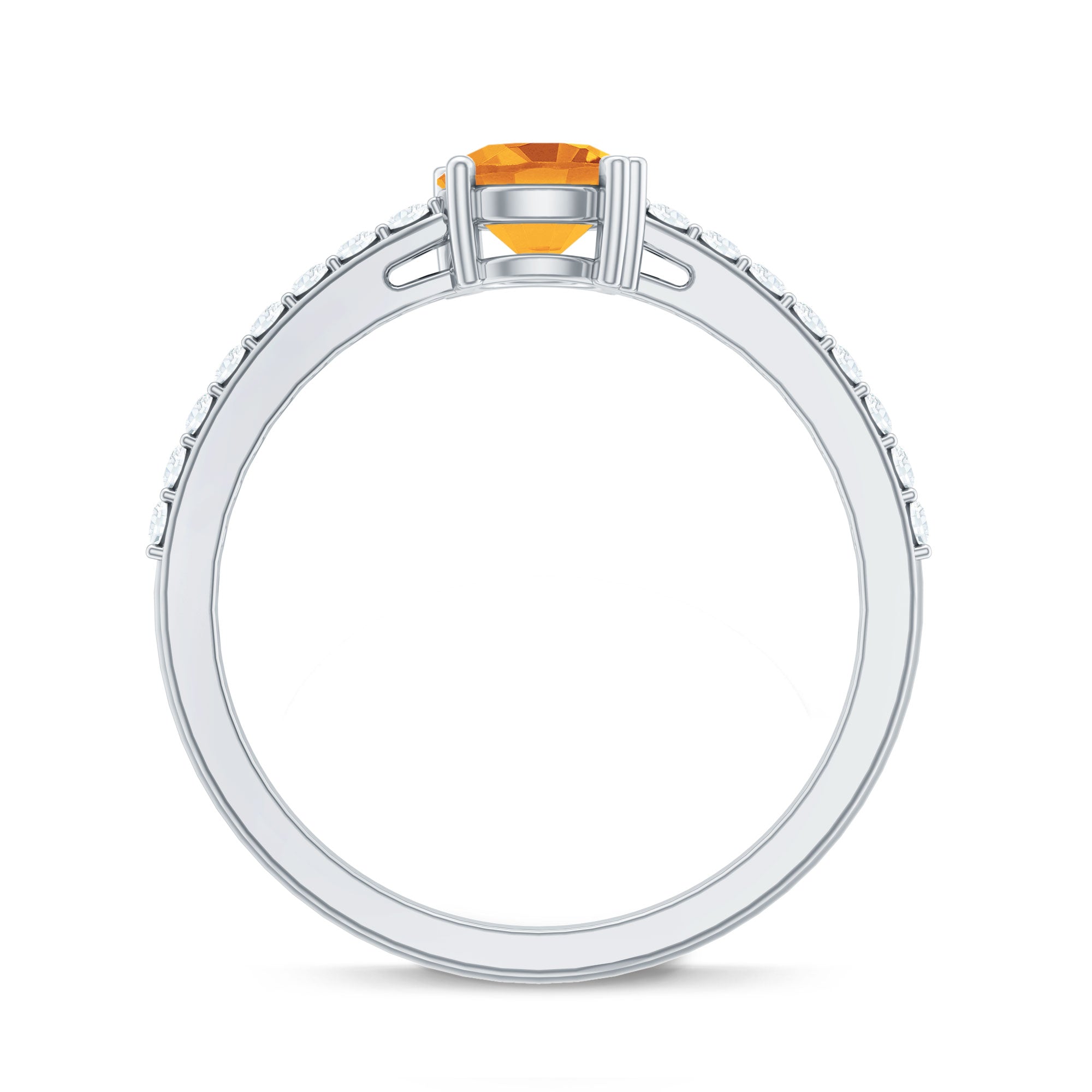 Natural Citrine Promise Ring with Diamond
