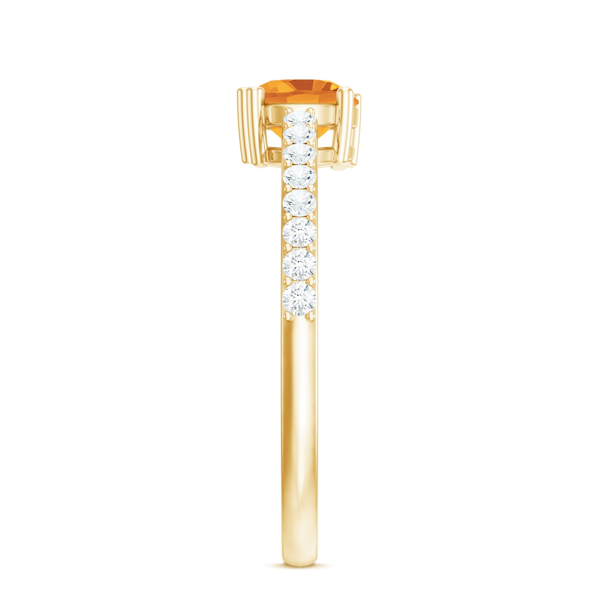 Natural Citrine Promise Ring with Diamond