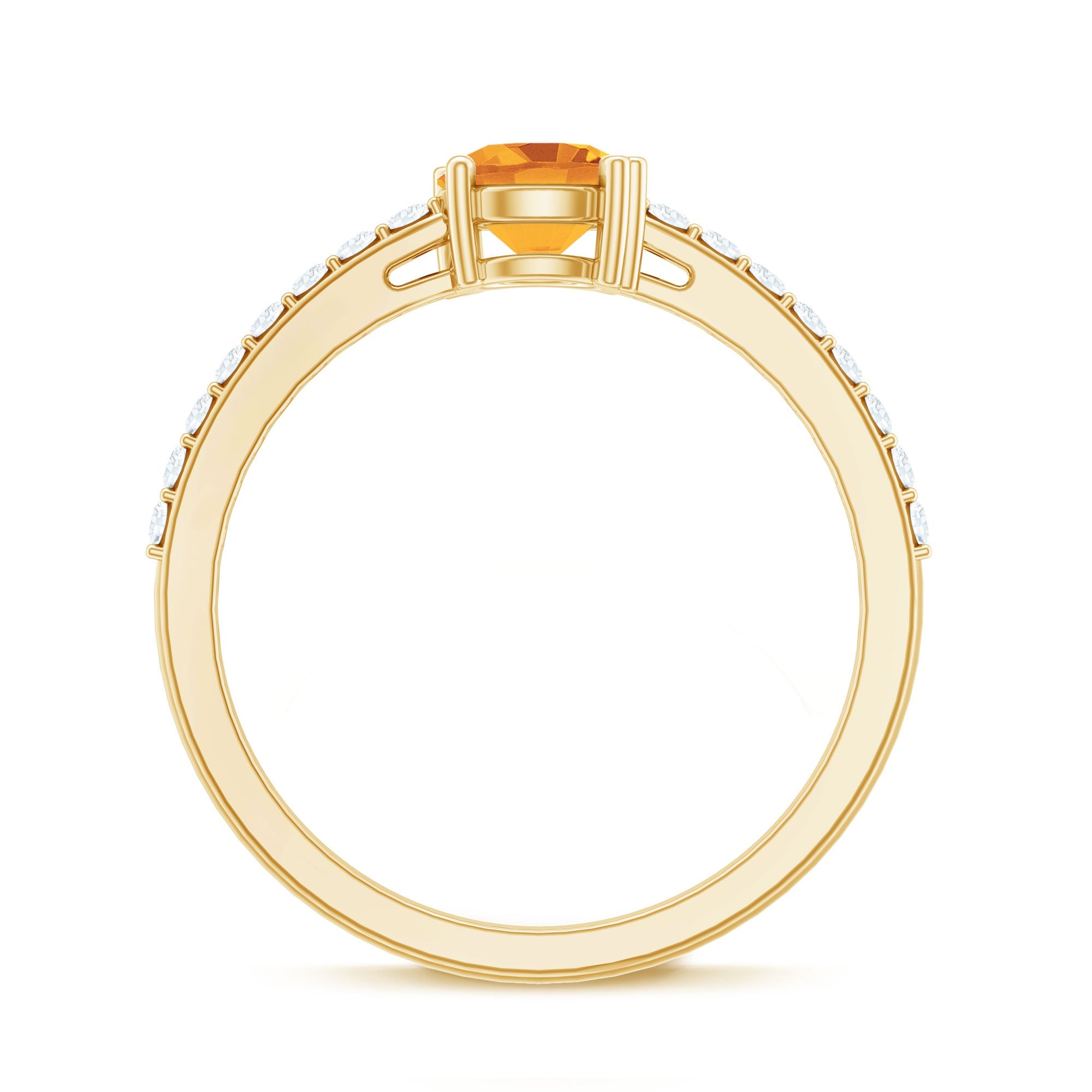 Natural Citrine Promise Ring with Diamond