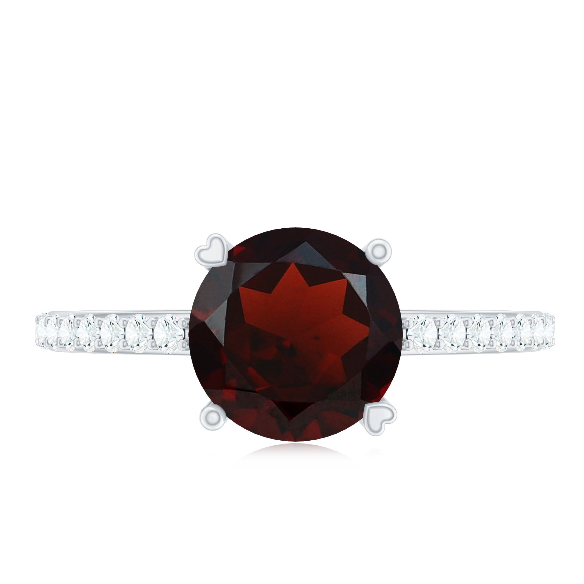 Certified Natural 2.3 Carat Garnet Big Engagement Ring with Diamond