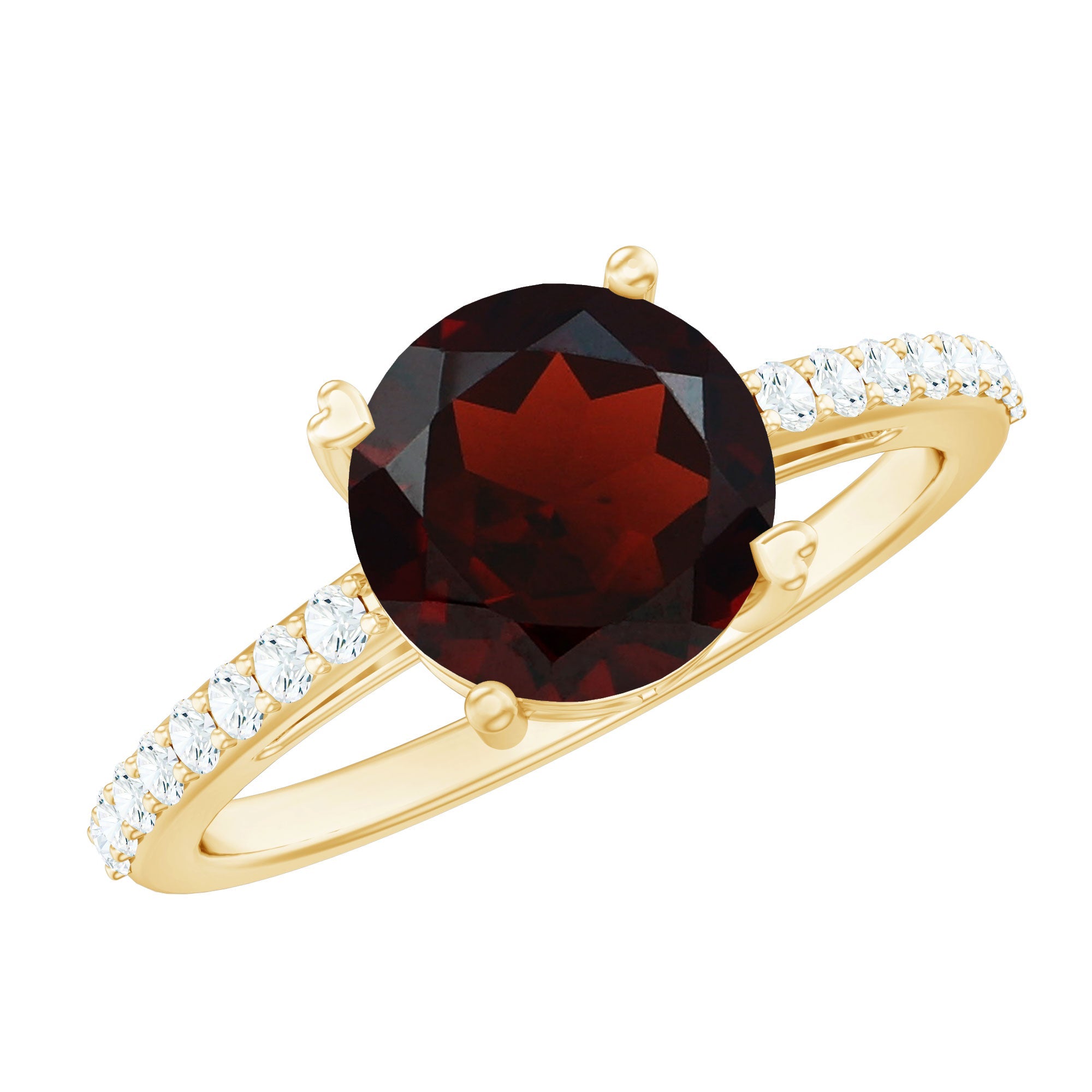 Certified Natural 2.3 Carat Garnet Big Engagement Ring with Diamond | Rings | Wiccan Center