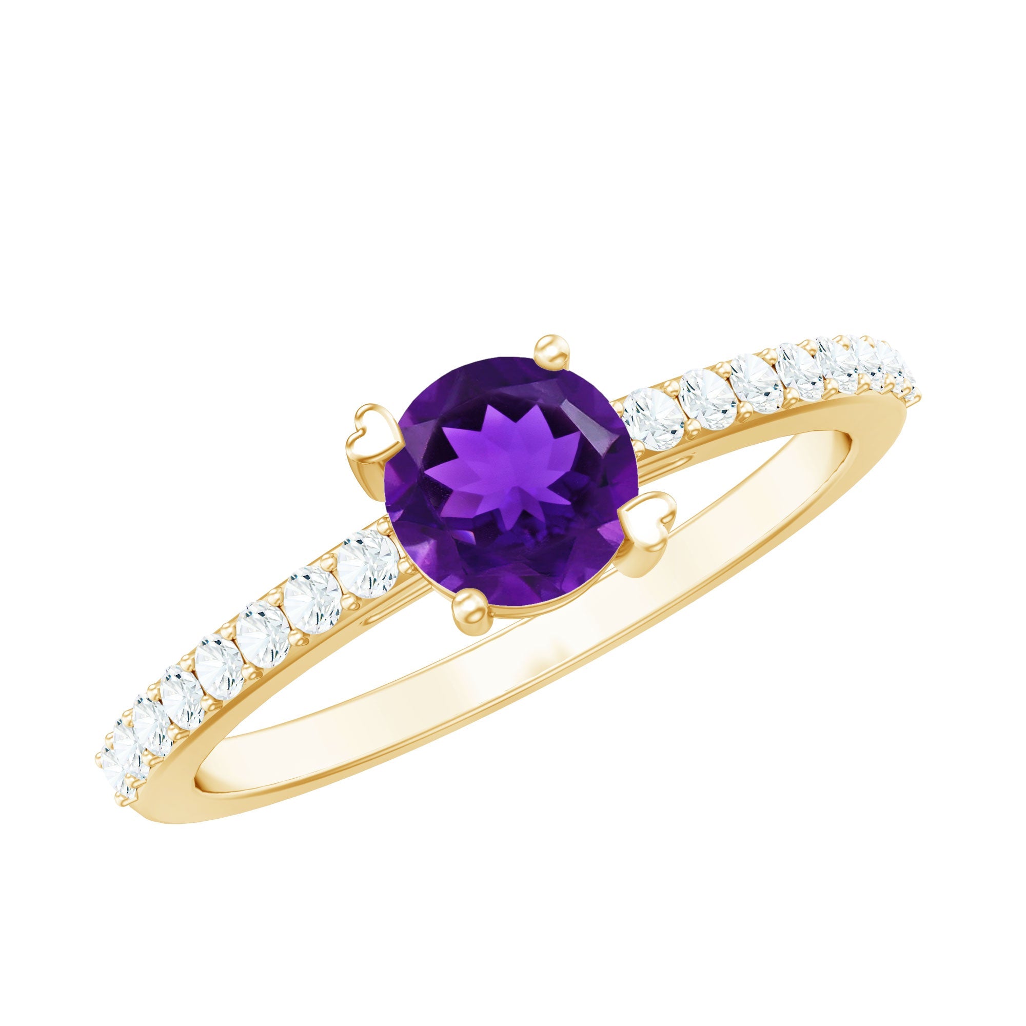 Genuine Amethyst Promise Ring with Diamond for Women | Rings | Wiccan Center
