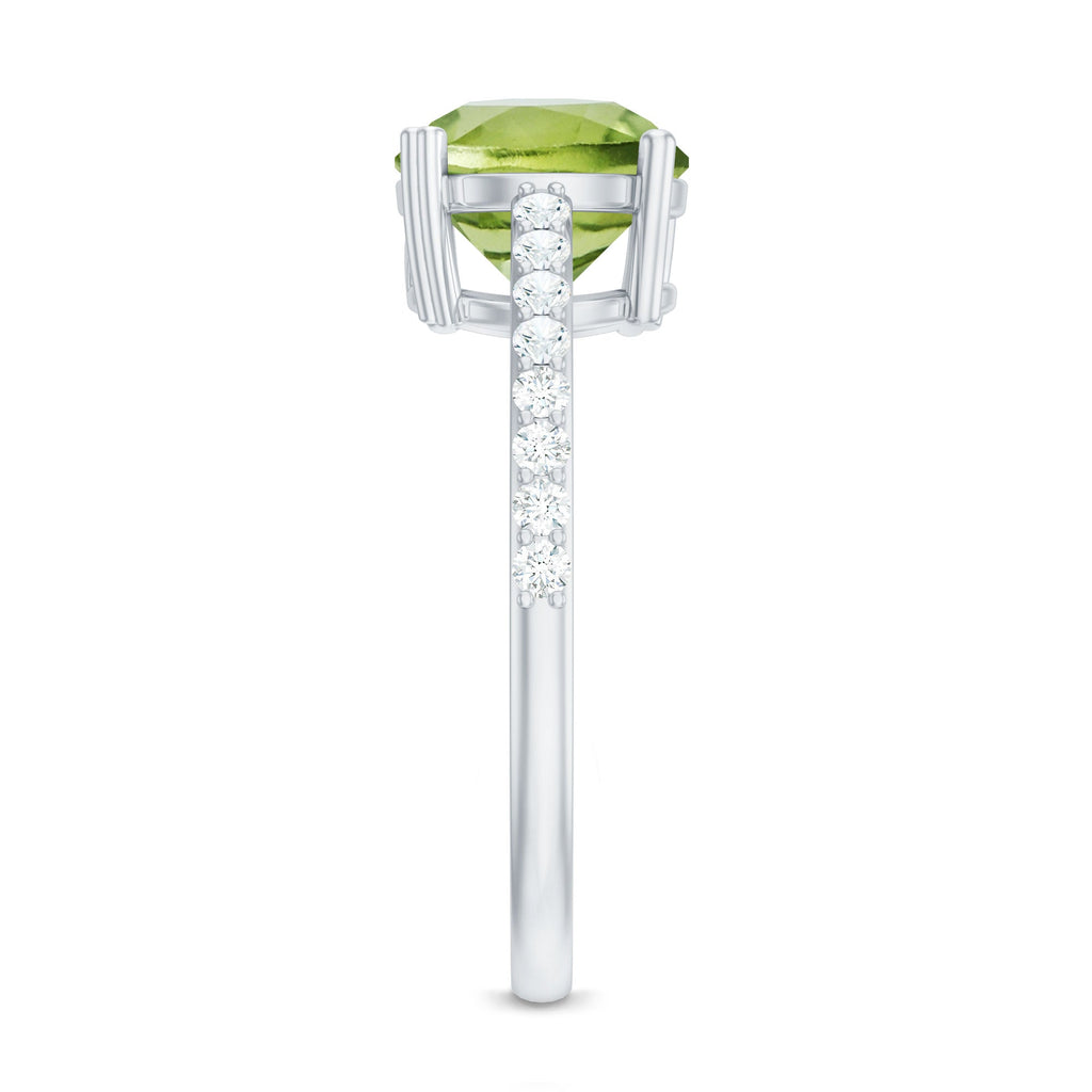 Natural 2 Carat Peridot Engagement Ring with Diamond