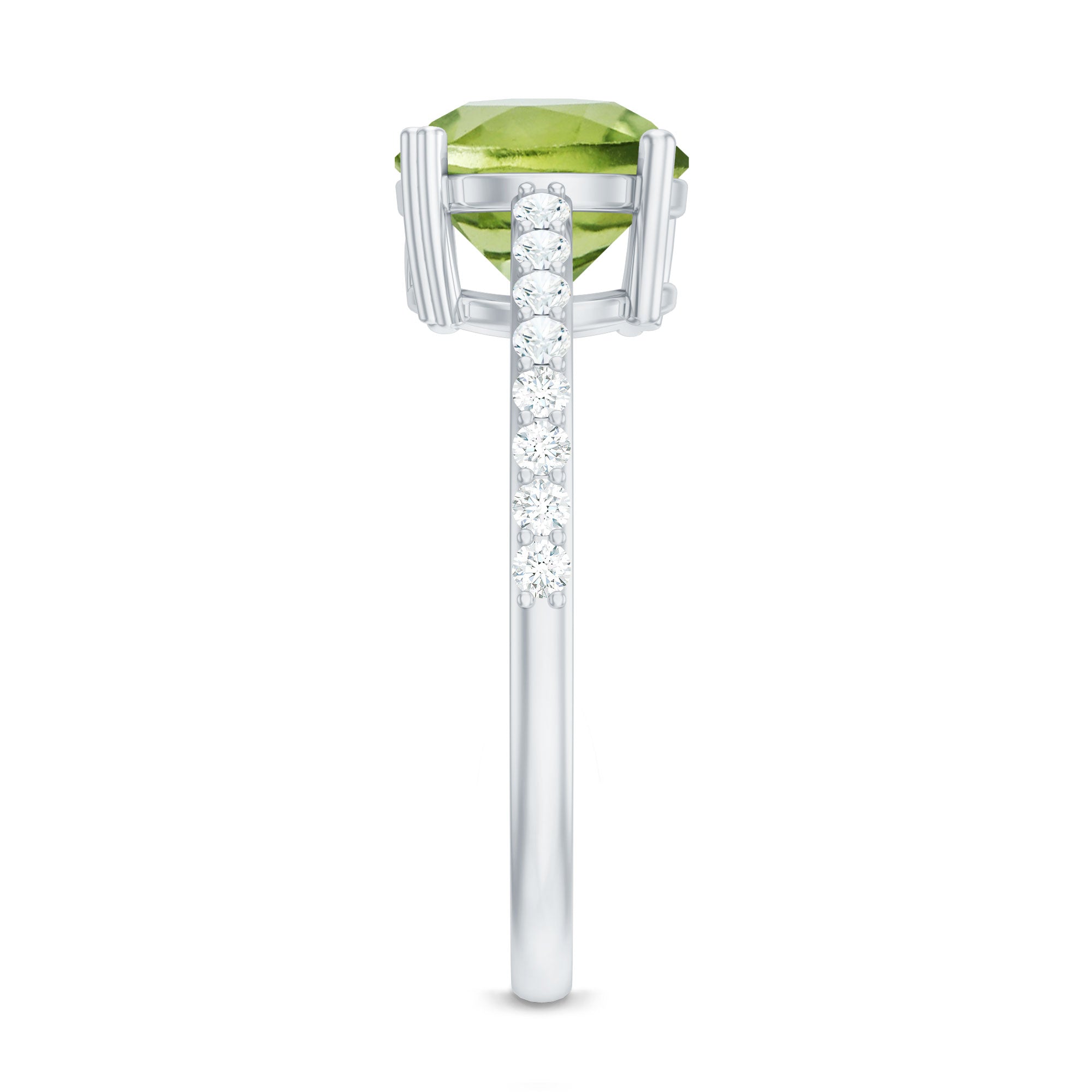 Natural 2 Carat Peridot Engagement Ring with Diamond