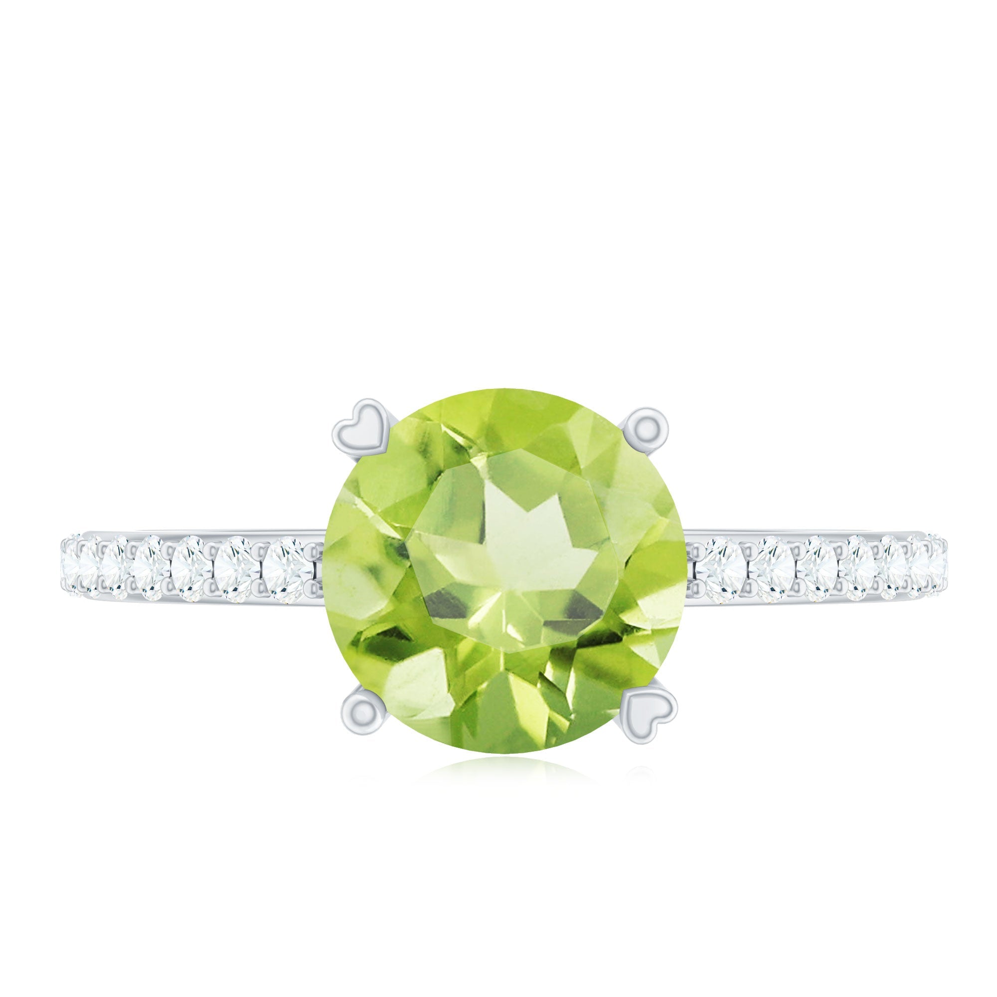 Natural 2 Carat Peridot Engagement Ring with Diamond
