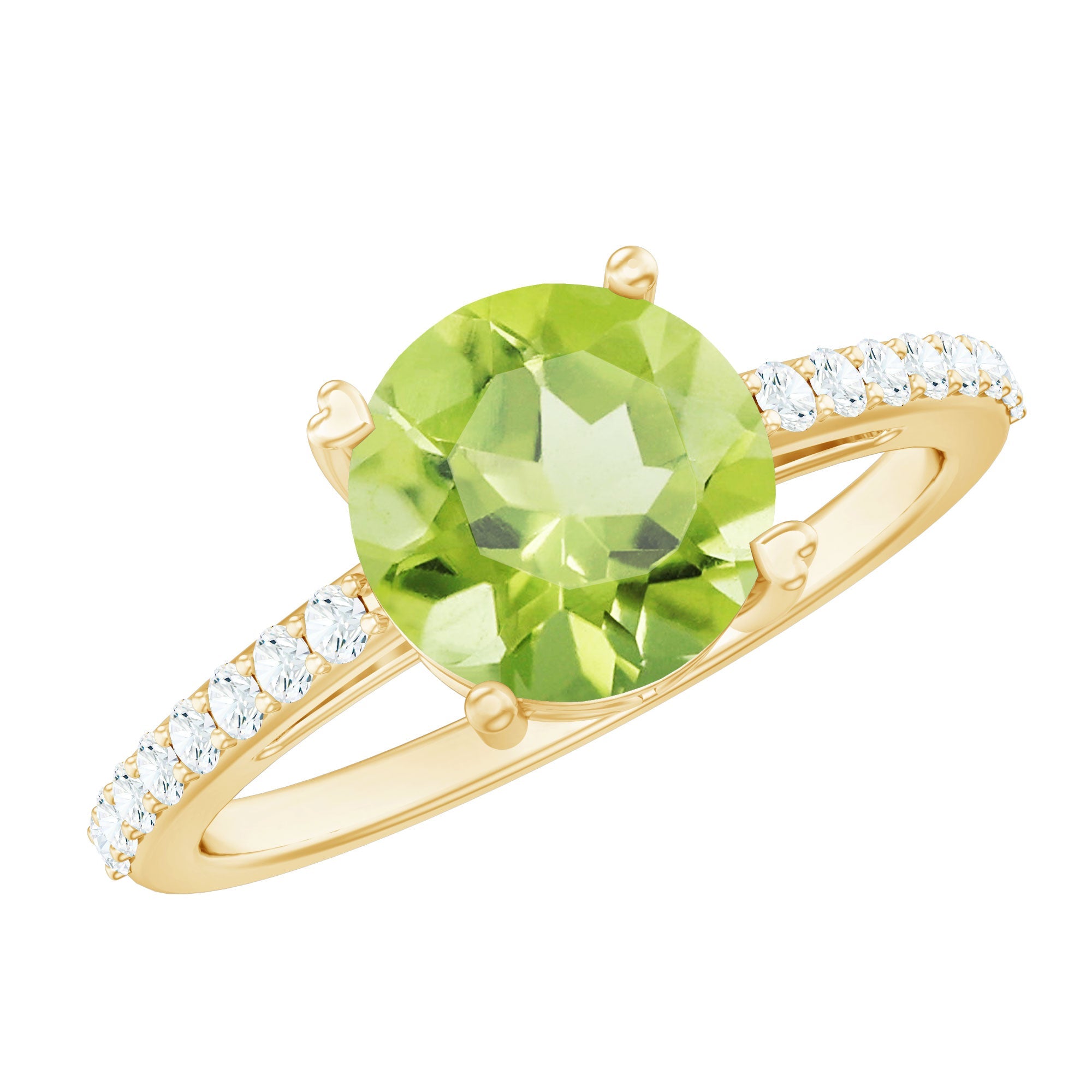 Natural 2 Carat Peridot Engagement Ring with Diamond | Rings | Wiccan Center