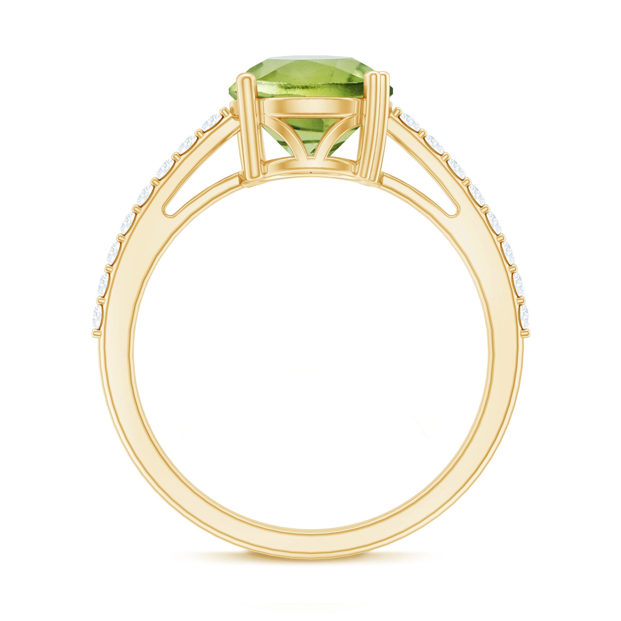 Natural 2 Carat Peridot Engagement Ring with Diamond