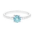 Designer Set Aquamarine Solitaire Engagement Ring with Diamond