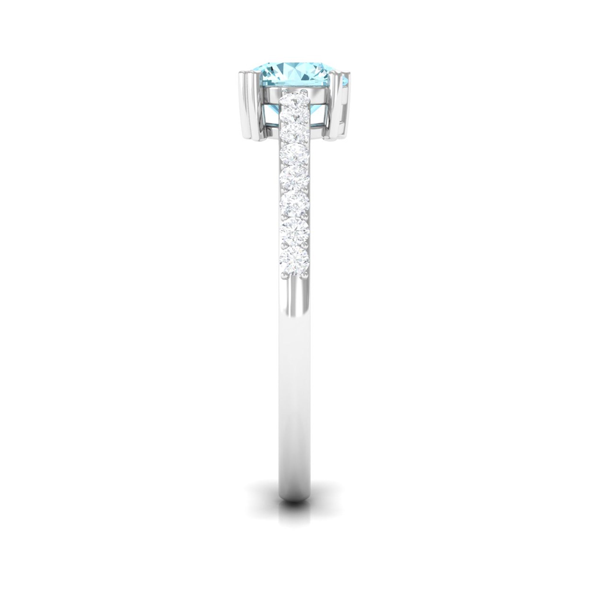 Designer Set Aquamarine Solitaire Engagement Ring with Diamond