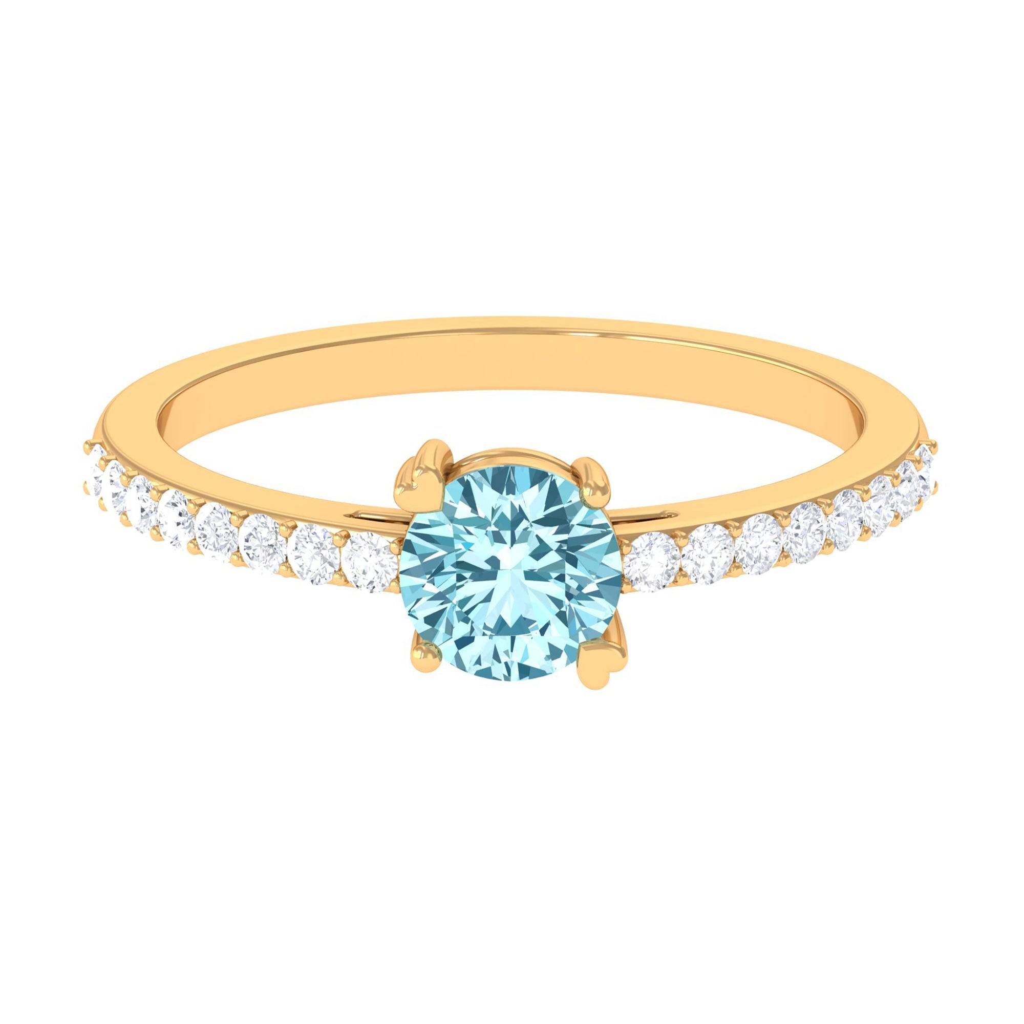 Designer Set Aquamarine Solitaire Engagement Ring with Diamond | Rings | Wiccan Center