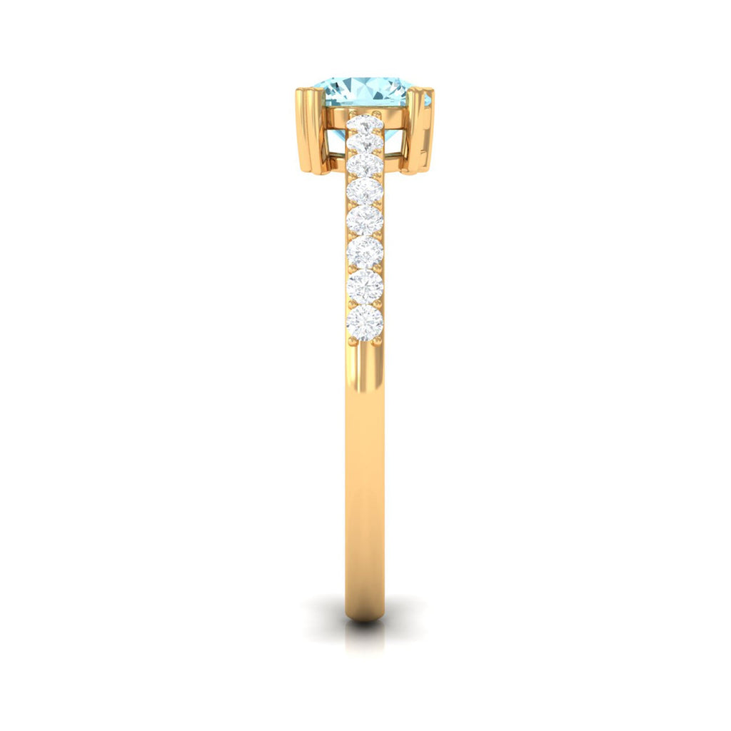 Designer Set Aquamarine Solitaire Engagement Ring with Diamond