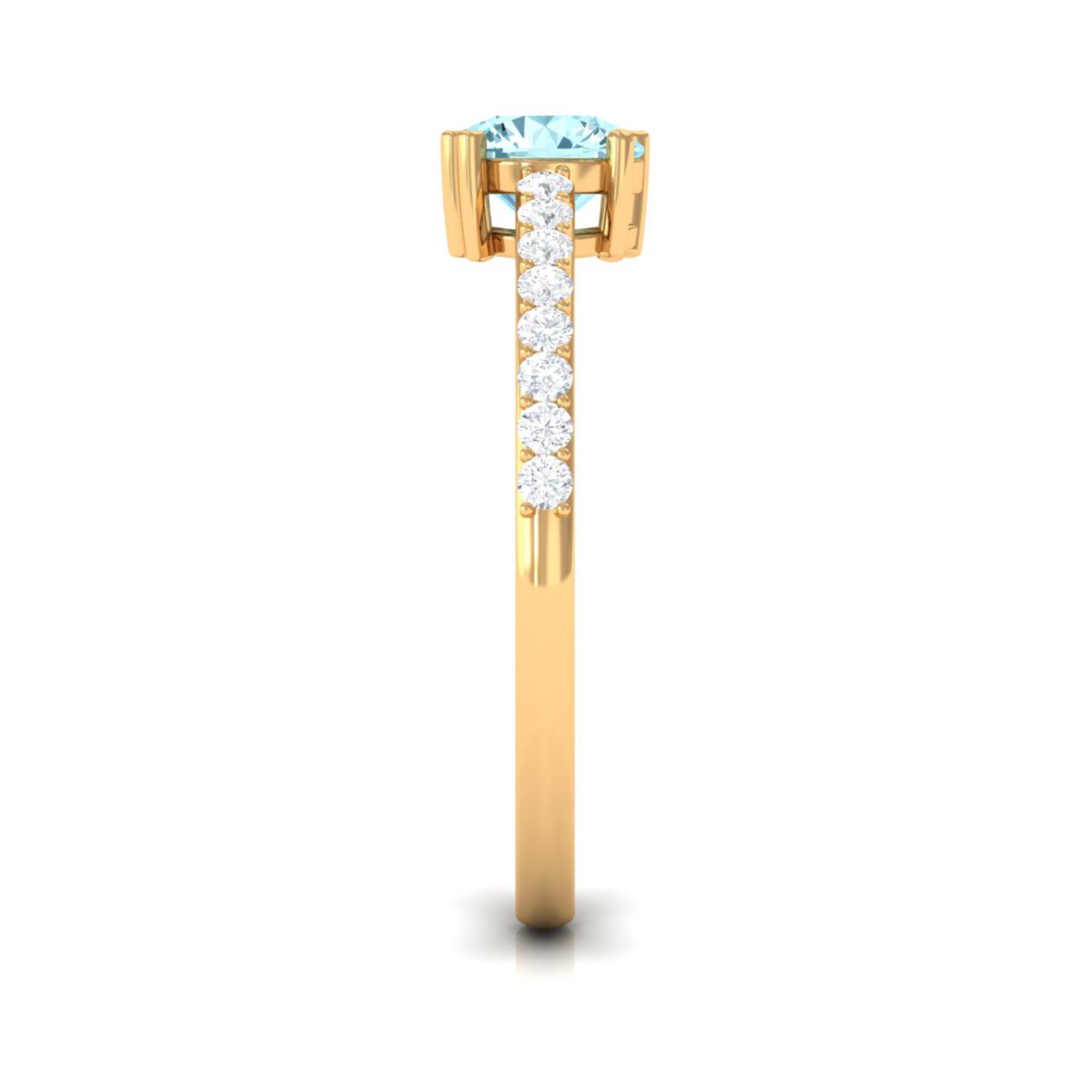 Designer Set Aquamarine Solitaire Engagement Ring with Diamond
