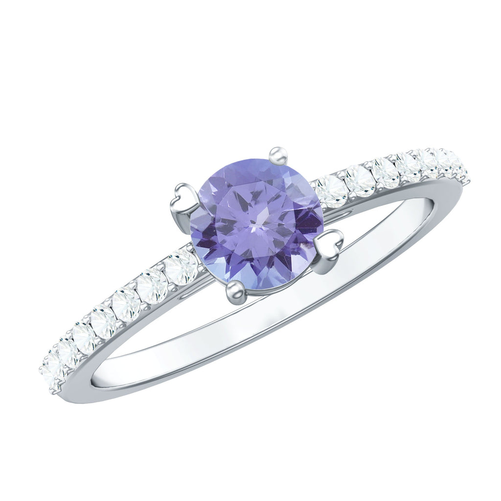 Certified Real Tanzanite Promise Ring with Diamond