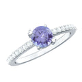 Certified Real Tanzanite Promise Ring with Diamond
