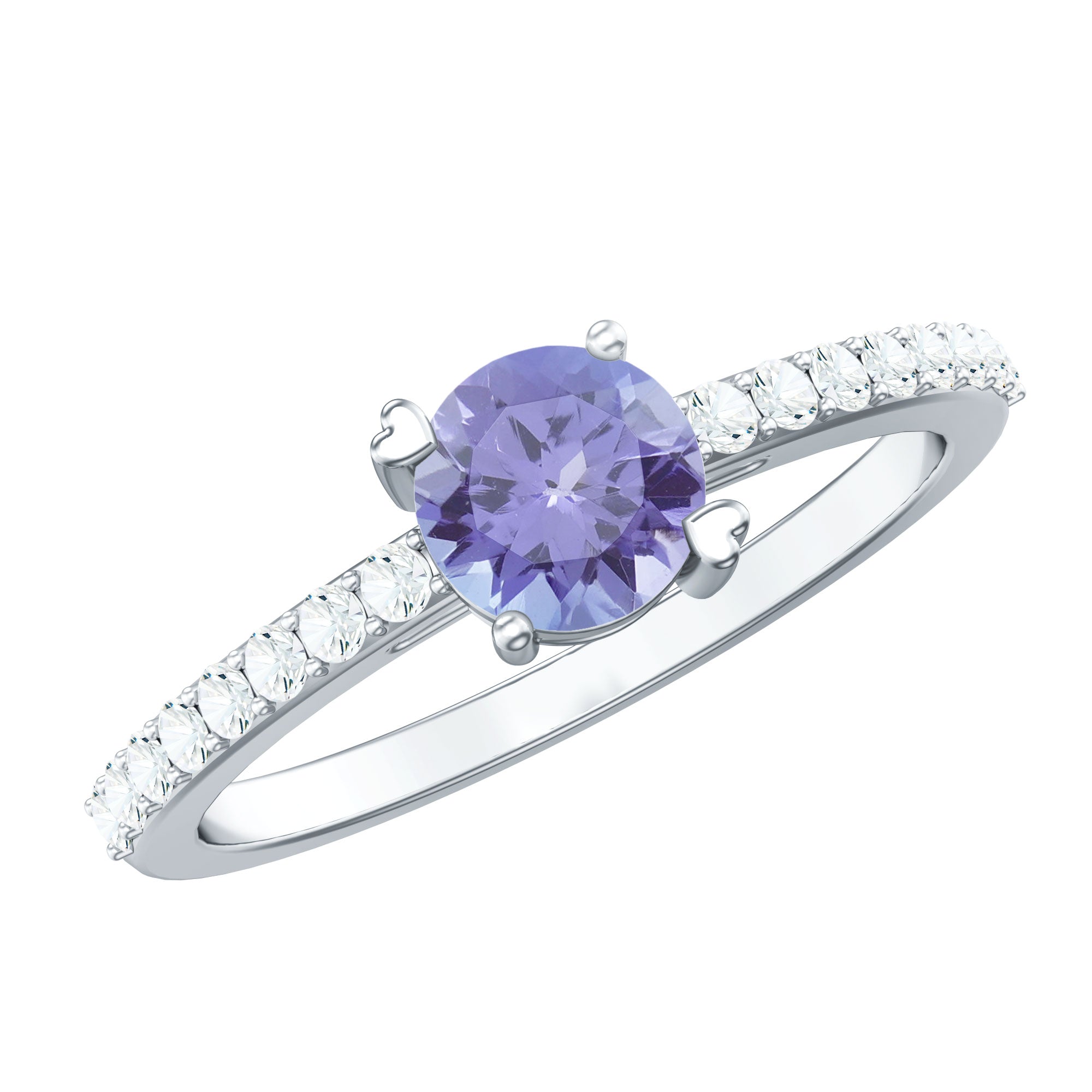Certified Real Tanzanite Promise Ring with Diamond