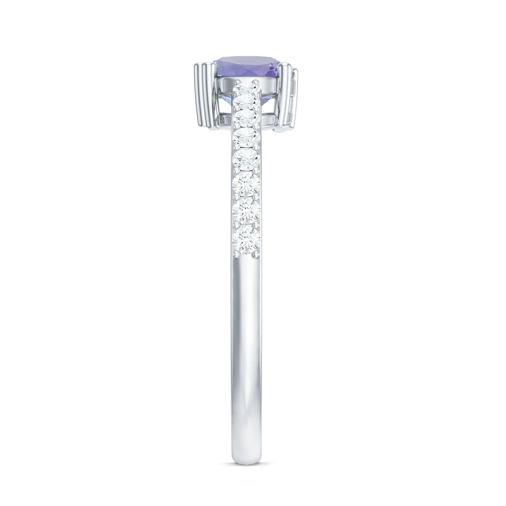Certified Real Tanzanite Promise Ring with Diamond