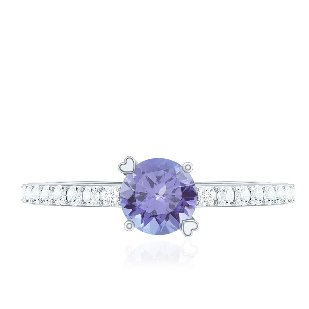 Certified Real Tanzanite Promise Ring with Diamond