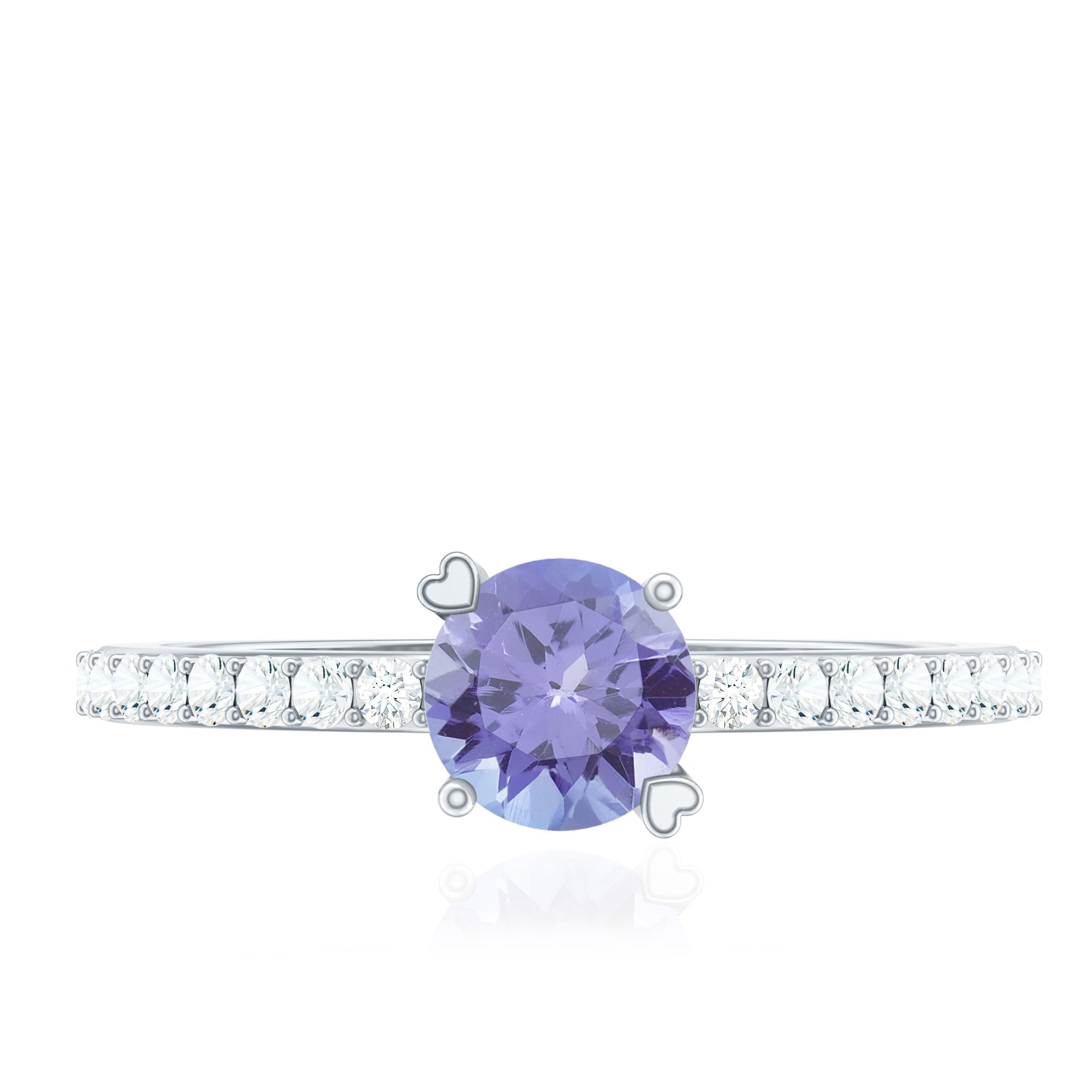 Certified Real Tanzanite Promise Ring with Diamond