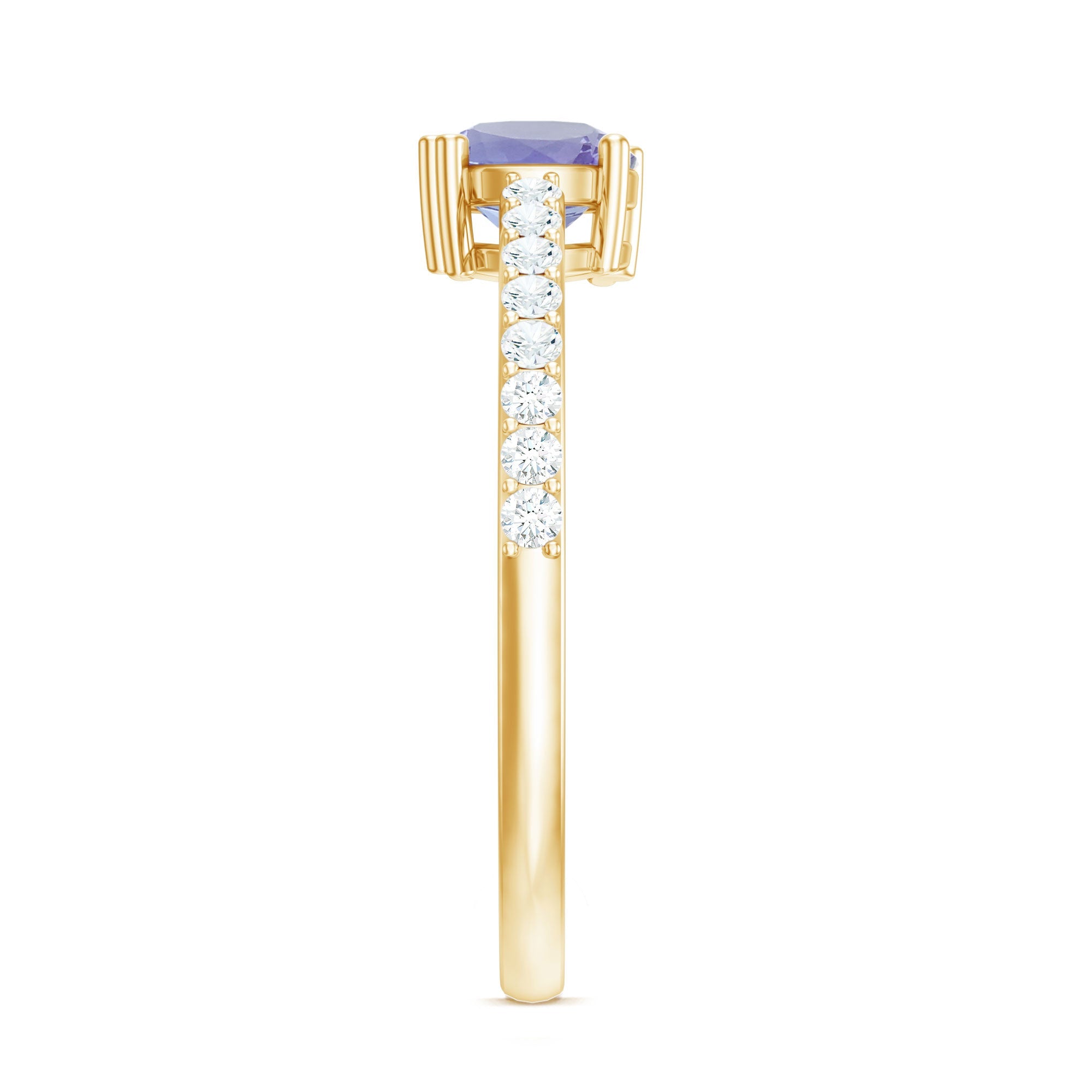 Certified Real Tanzanite Promise Ring with Diamond