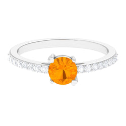 Designer Fire Opal Promise Ring with Diamond | Rings | Wiccan Center