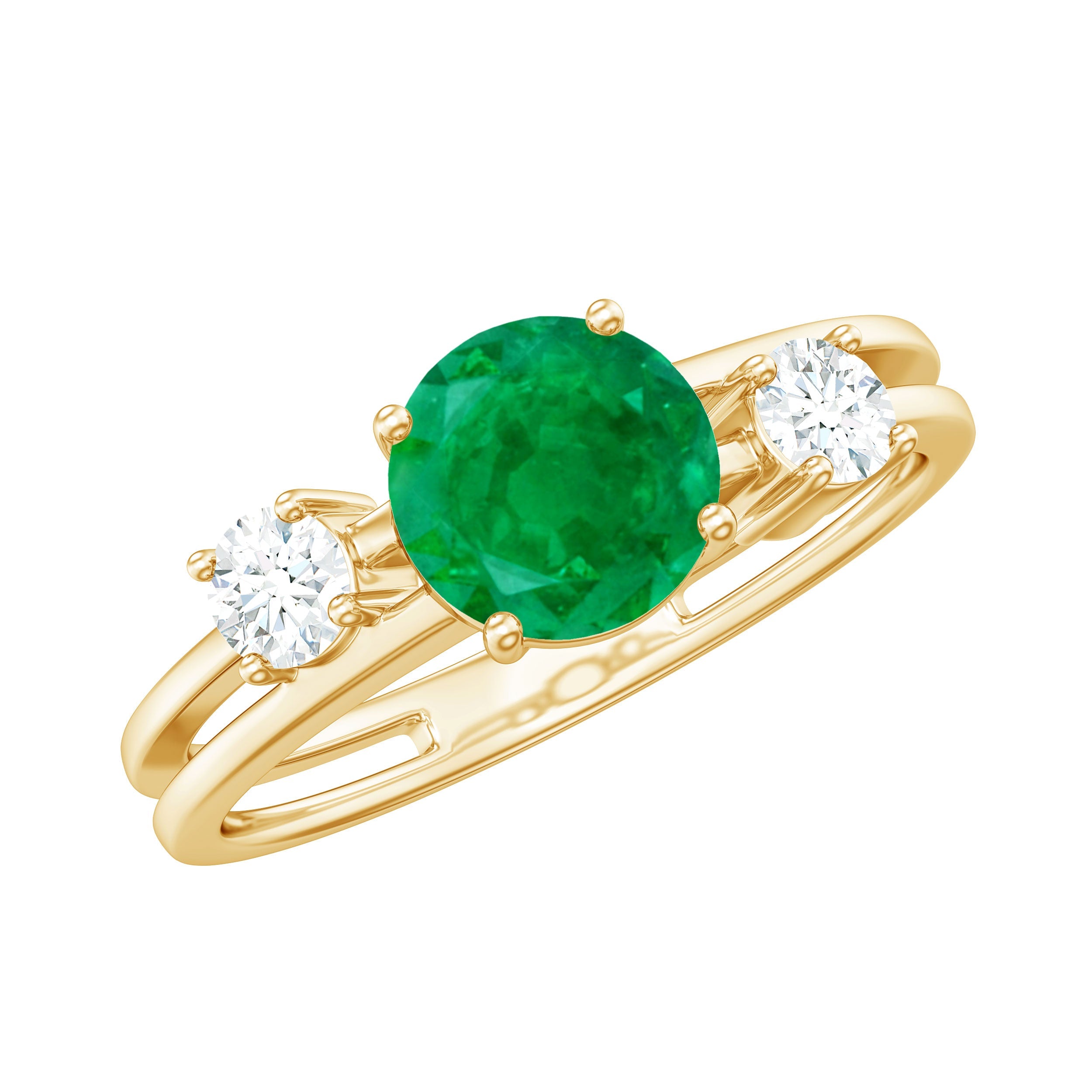 Natural Emerald Diamond Three Stone Engagement Ring | Rings | Wiccan Center