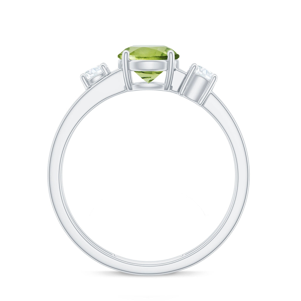 2 Carat Peridot Double Band Engagement Ring with Diamond
