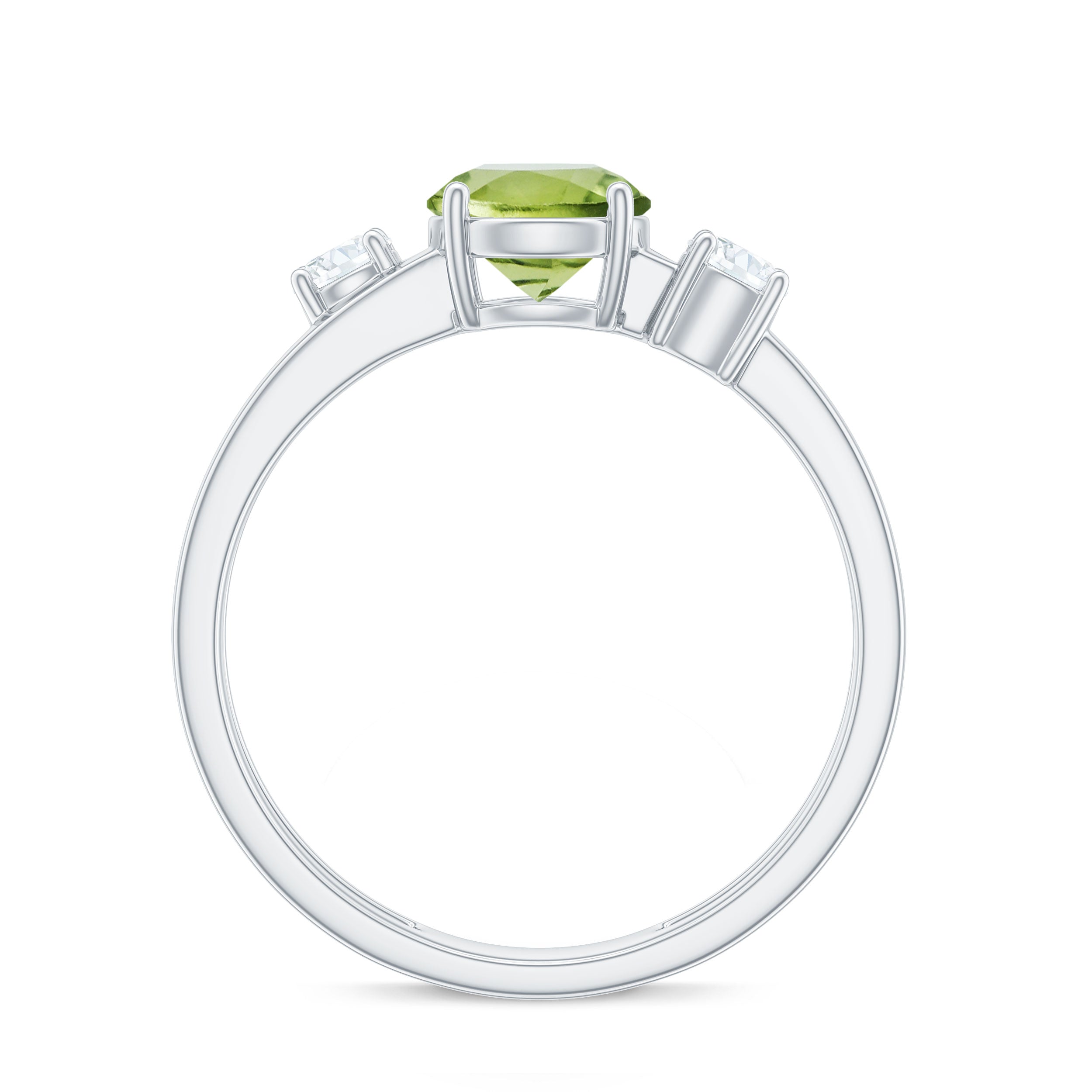 2 Carat Peridot Double Band Engagement Ring with Diamond