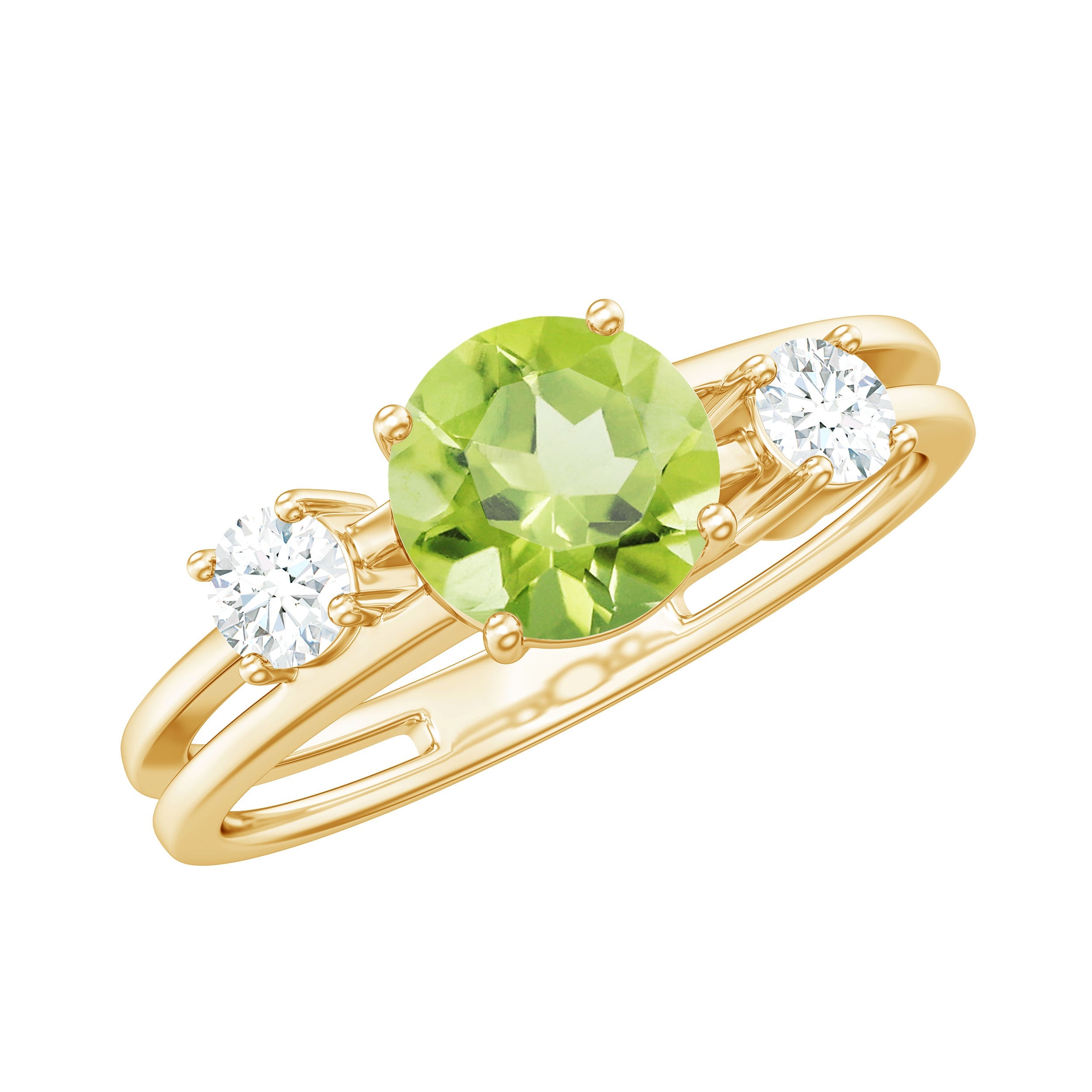 2 Carat Peridot Double Band Engagement Ring with Diamond | Rings | Wiccan Center