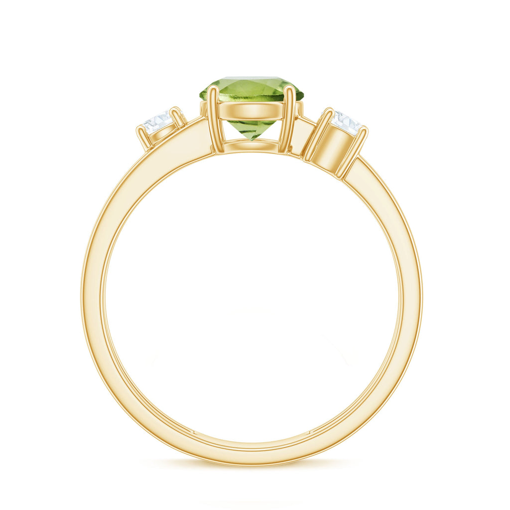 2 Carat Peridot Double Band Engagement Ring with Diamond