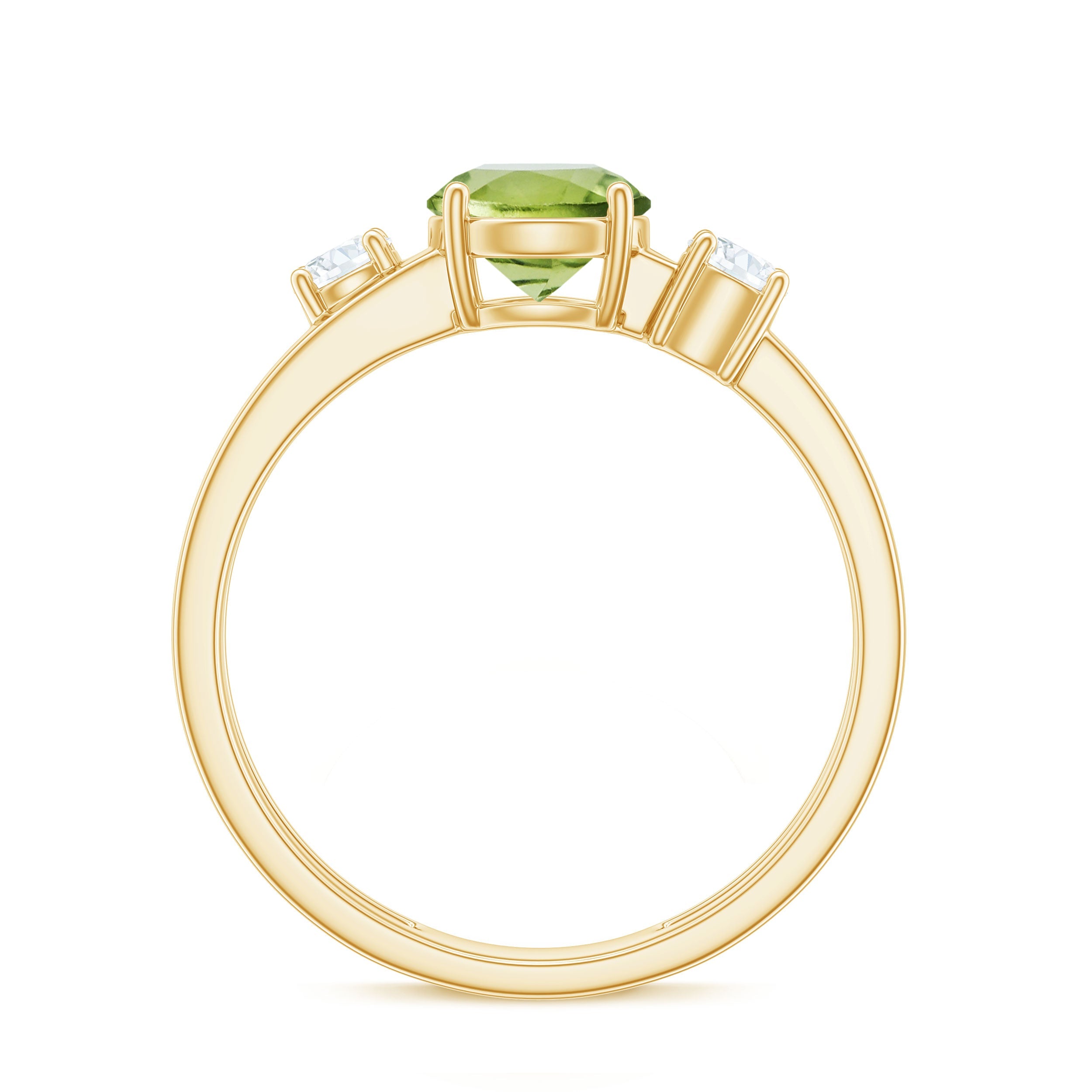 2 Carat Peridot Double Band Engagement Ring with Diamond