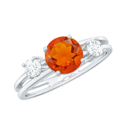Double Band Engagement Ring with Fire Opal and Diamond | Rings | Wiccan Center