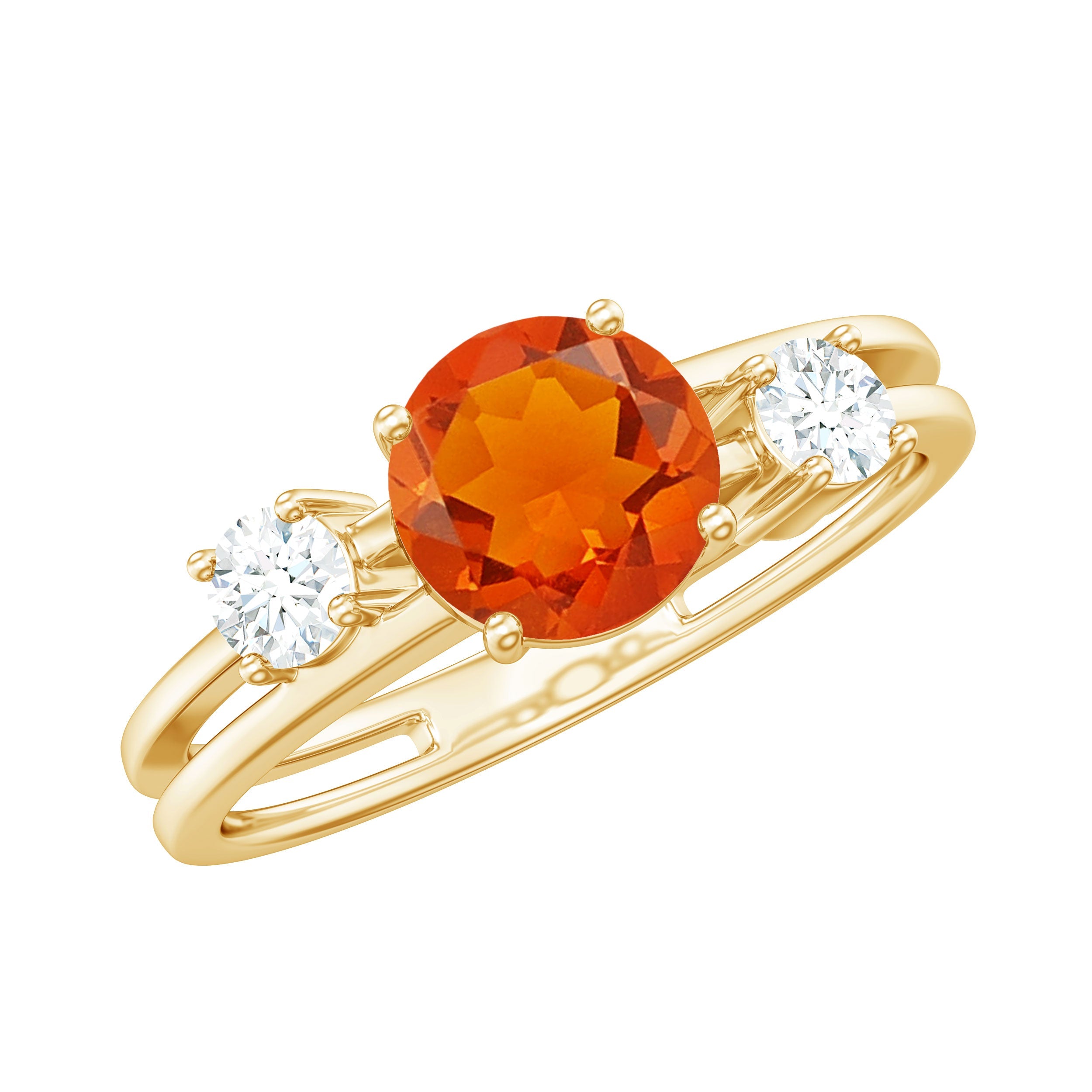 Double Band Engagement Ring with Fire Opal and Diamond | Rings | Wiccan Center