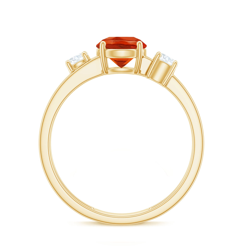 Double Band Engagement Ring with Fire Opal and Diamond