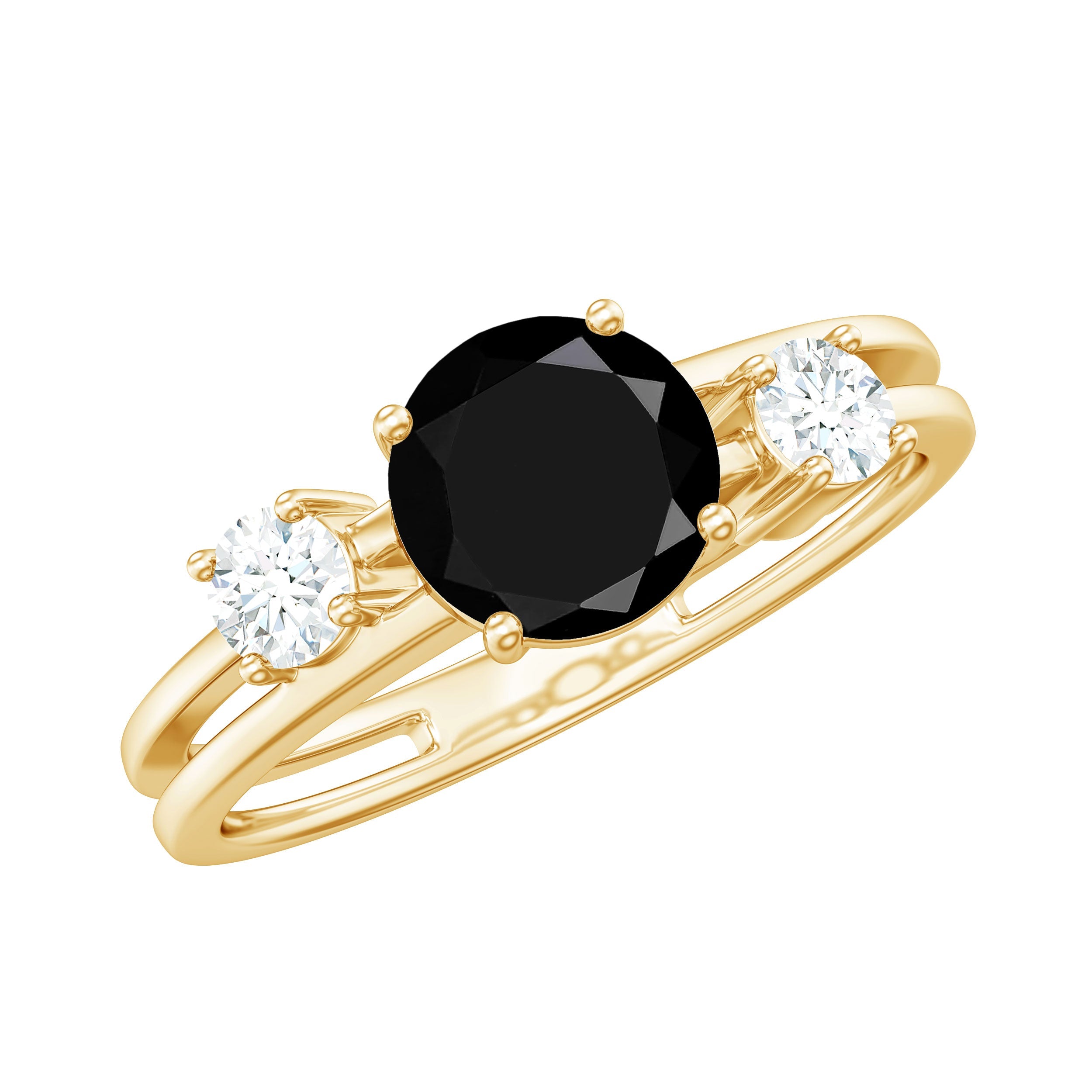 Natural Black Spinel Diamond Double Band Engagement Ring | Rings | Wiccan Center